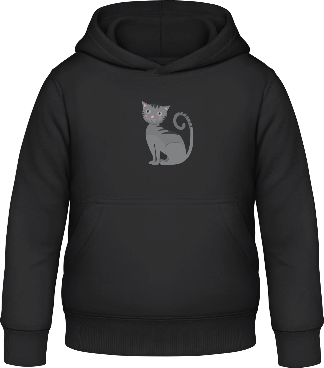 Little Cat - Black Awdis Hoodie Kids - Front