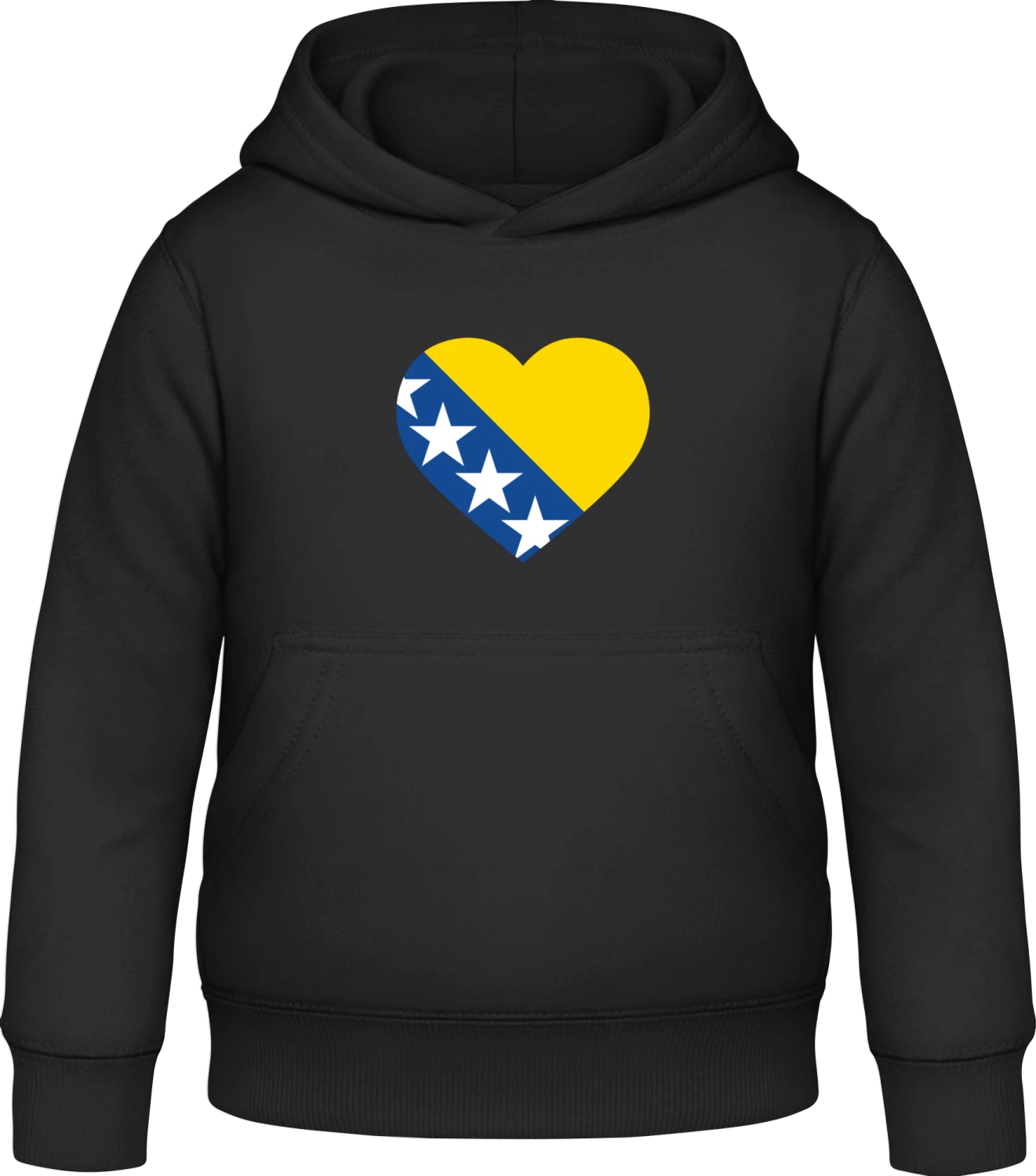 Bosnia Heart - Black Awdis Hoodie Kids - Front