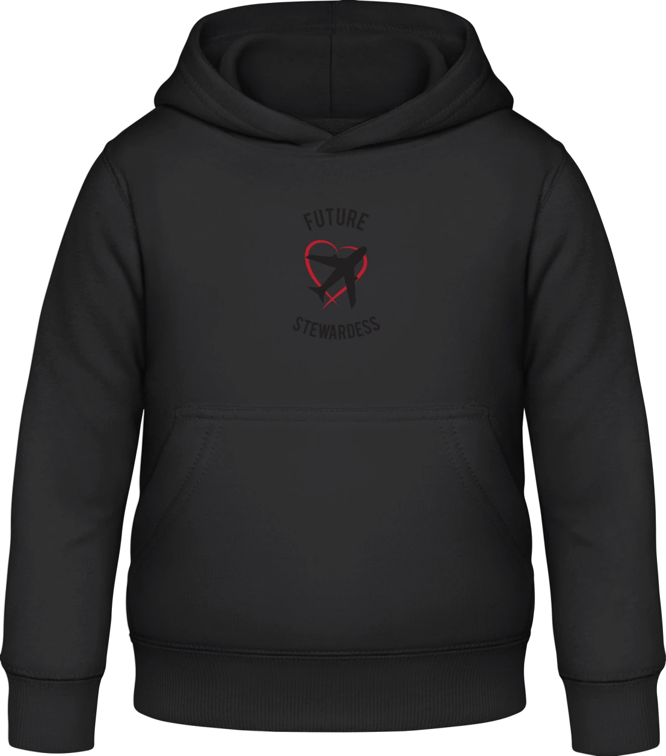 Future Stewardess - Black Awdis Hoodie Kids - Front