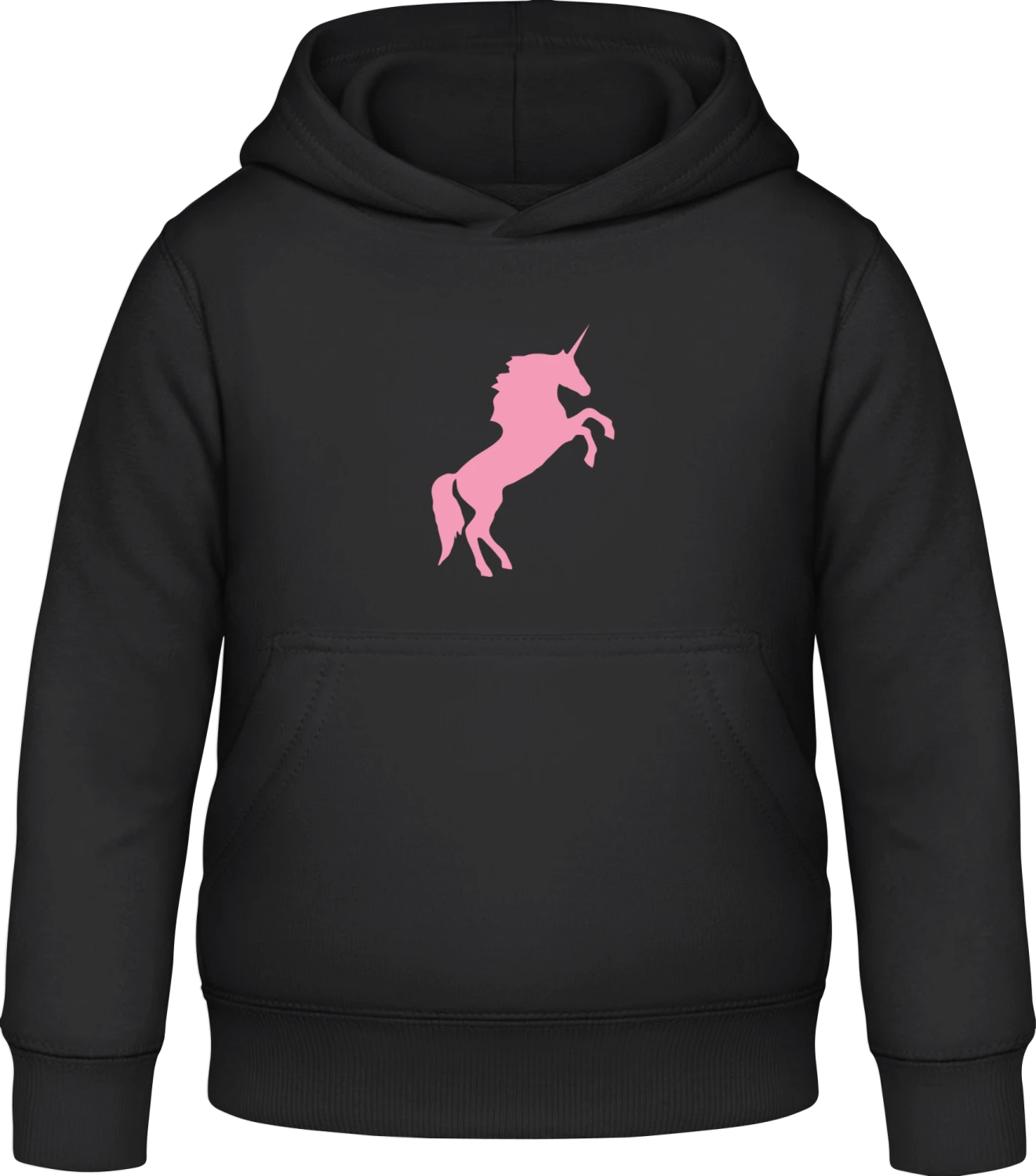 Unicorn Silhouette - Black Awdis Hoodie Kids - Front