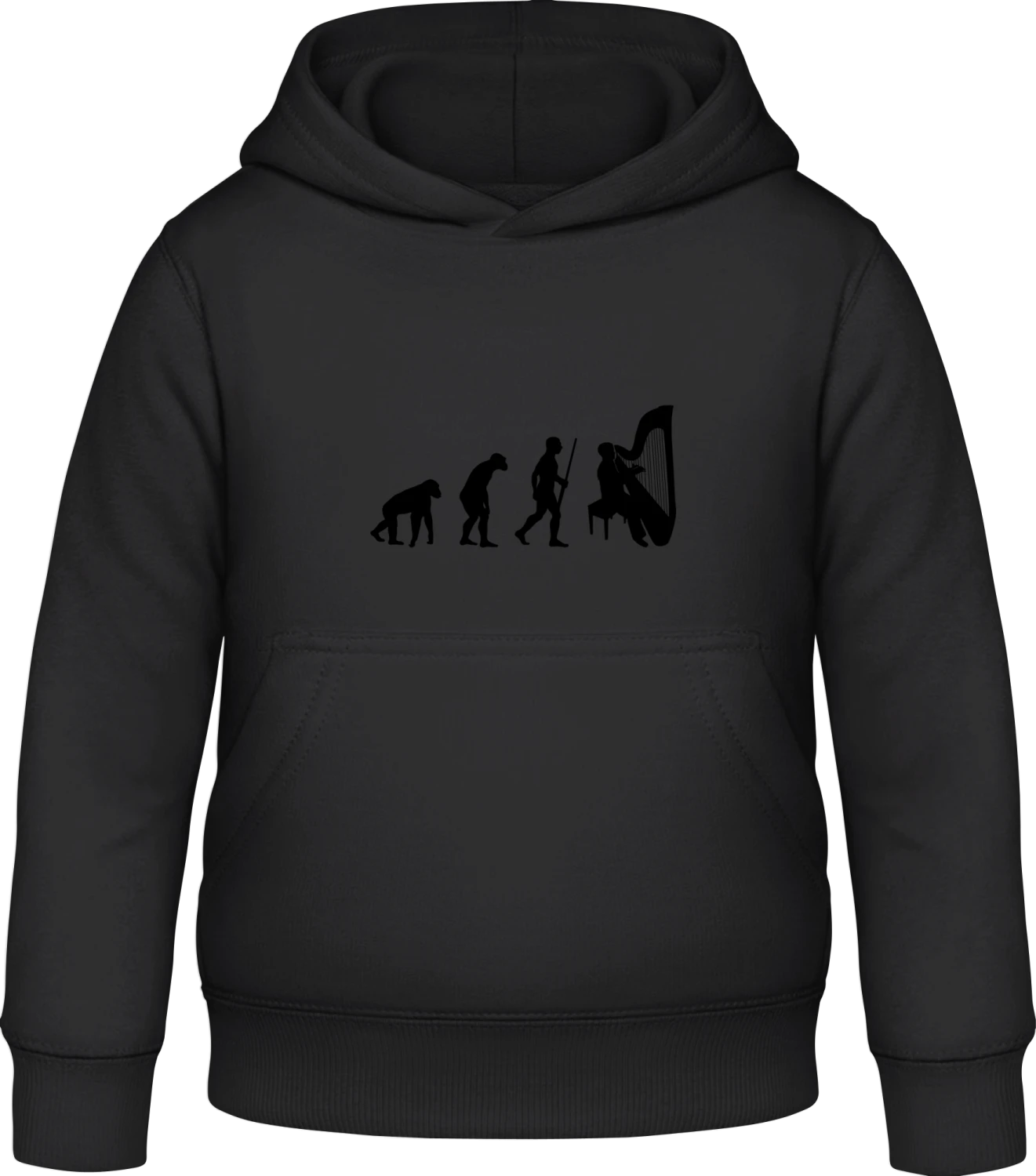 Harpist Evolution - Black Awdis Hoodie Kids - Front