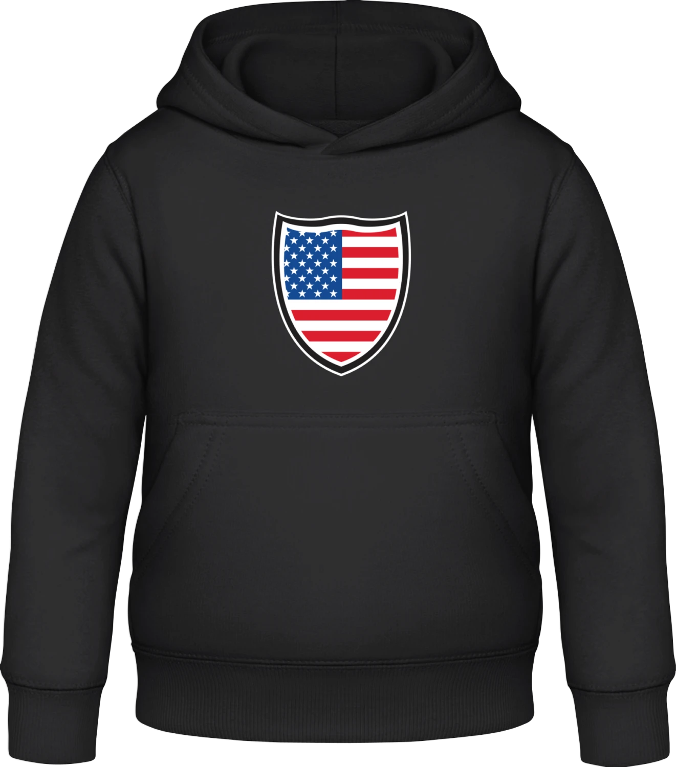 USA Shield Flag - Black Awdis Hoodie Kids - Front