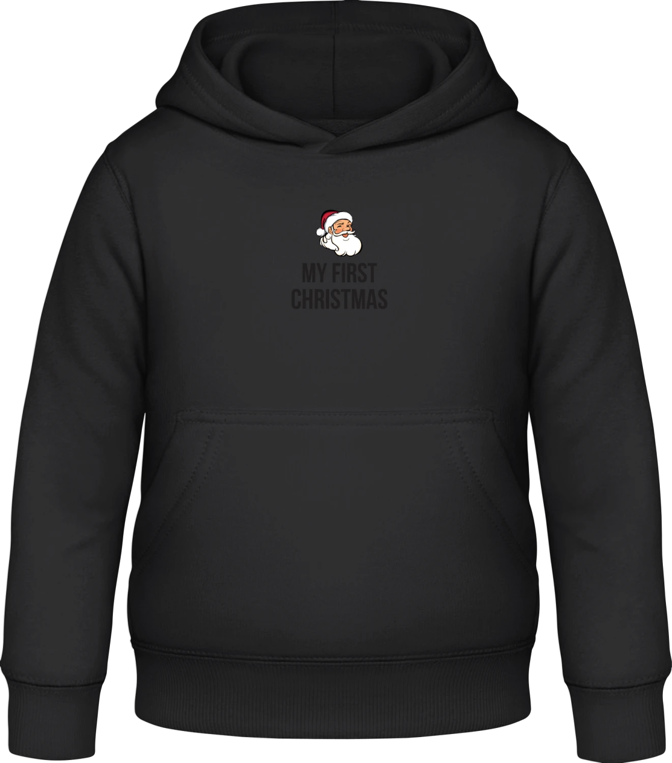 My First Christmas Santa - Black Awdis Hoodie Kids - Front