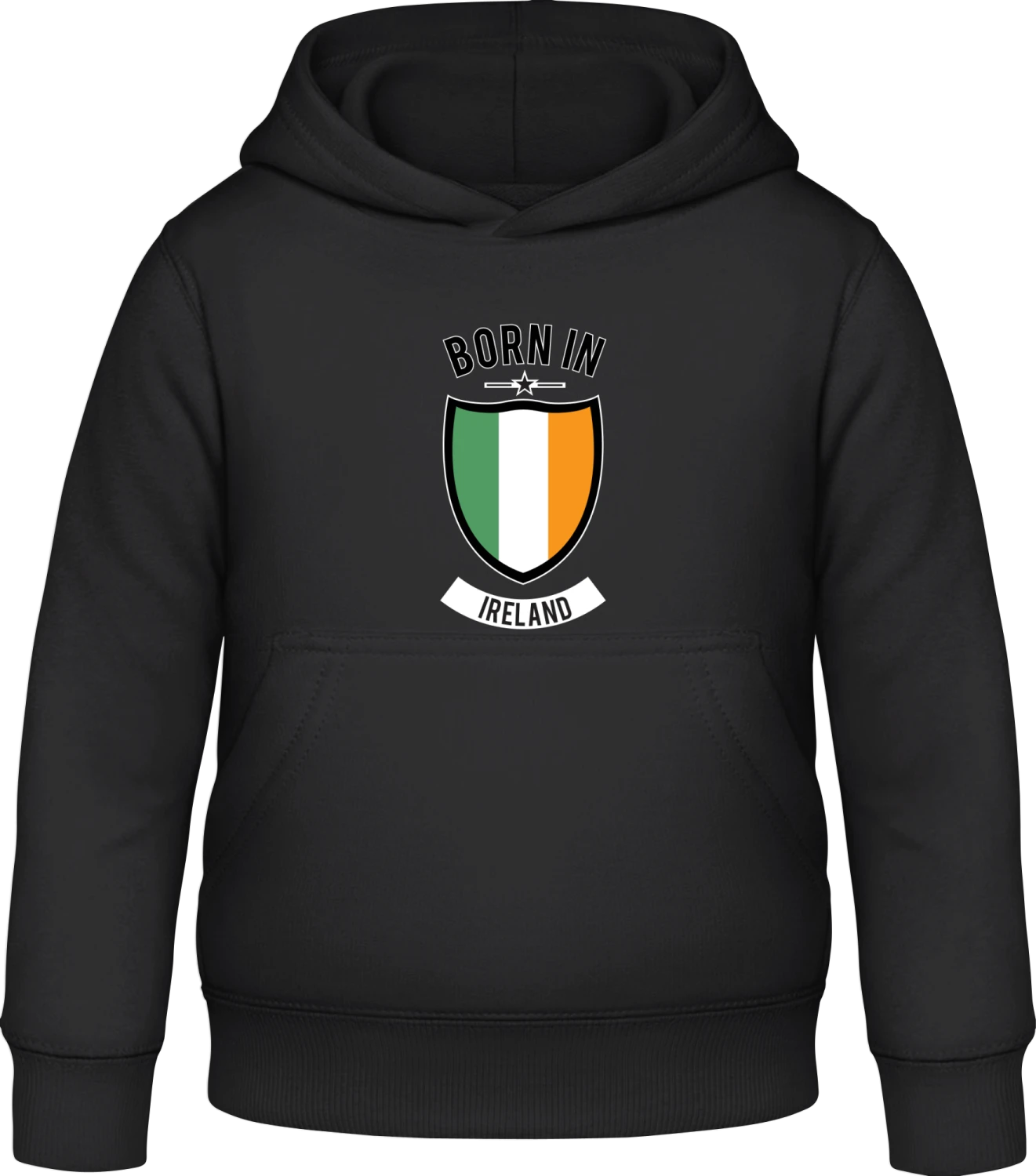 Born in Ireland - Black Awdis Hoodie Kids - Front