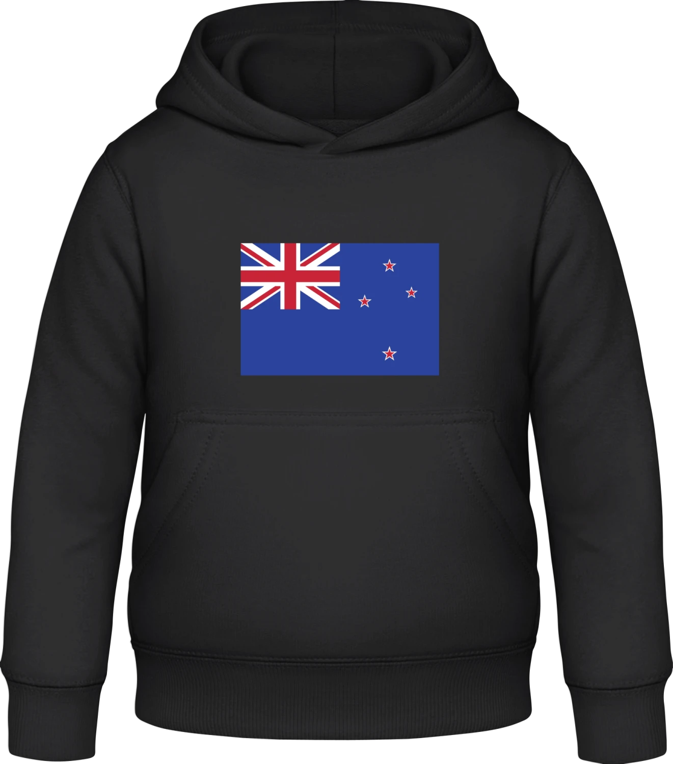 New Zeeland Flag - Black Awdis Hoodie Kids - Front