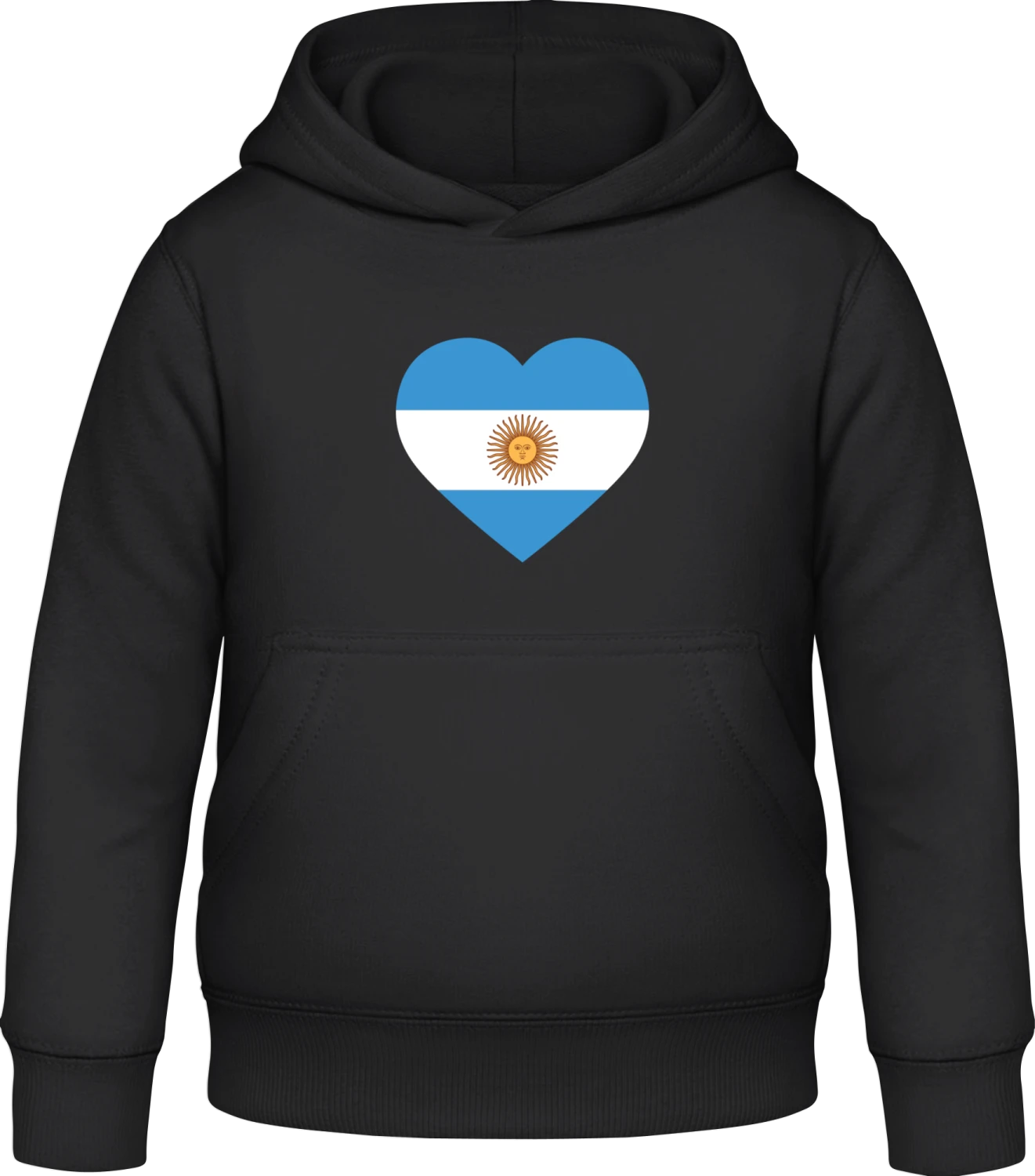 Argentina Heart Flag - Black Awdis Hoodie Kids - Front