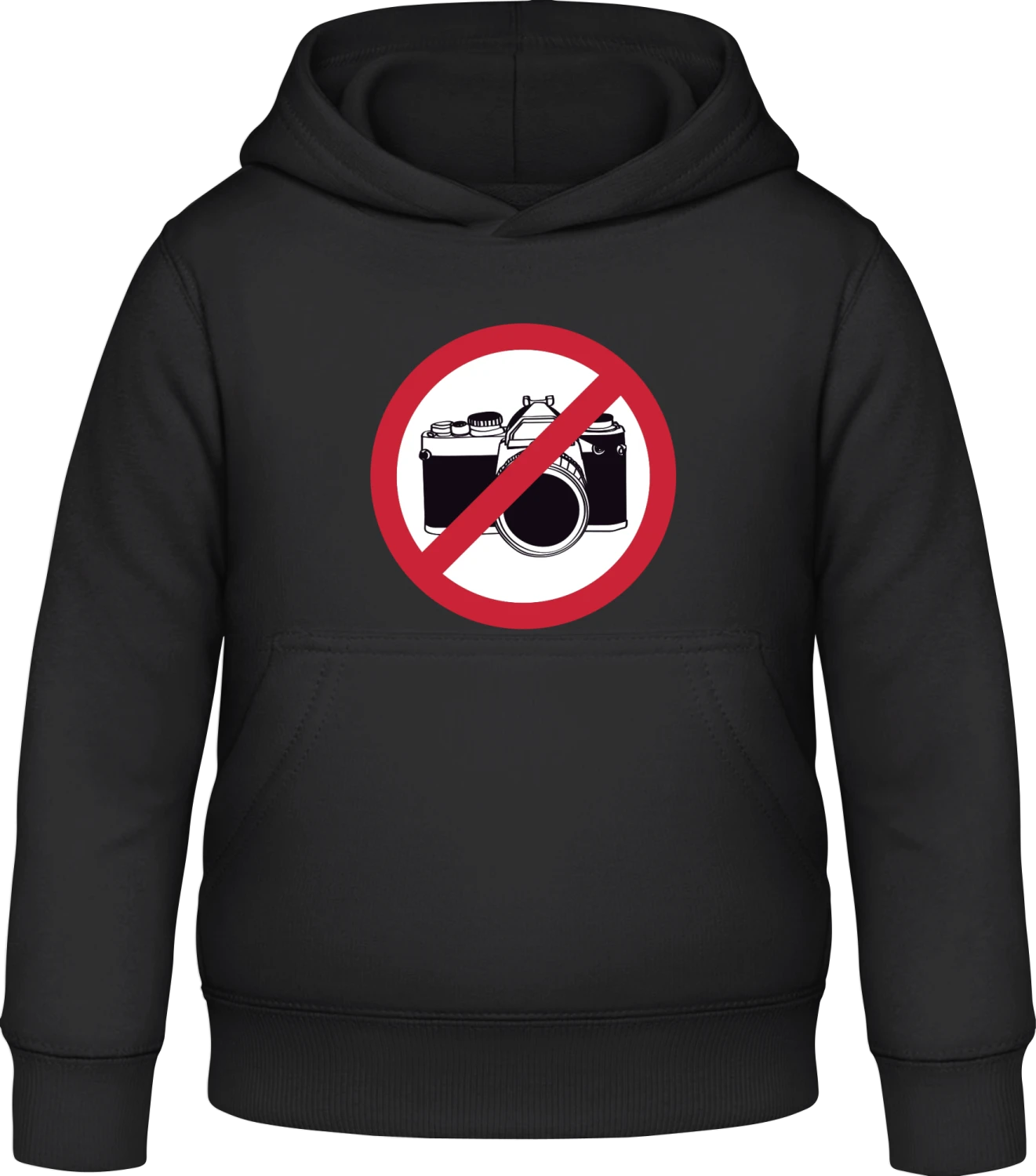 No Pictures Warning - Black Awdis Hoodie Kids - Front