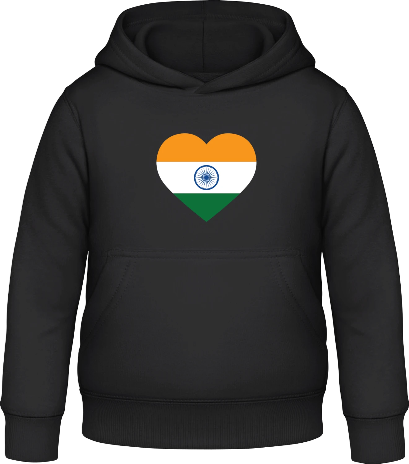 India Heart Flag - Black Awdis Hoodie Kids - Front