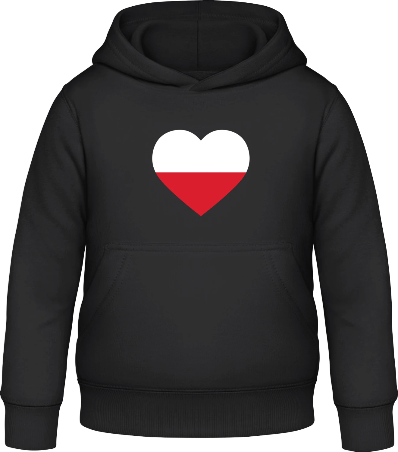 Poland Heart Flag - Black Awdis Hoodie Kids - Front