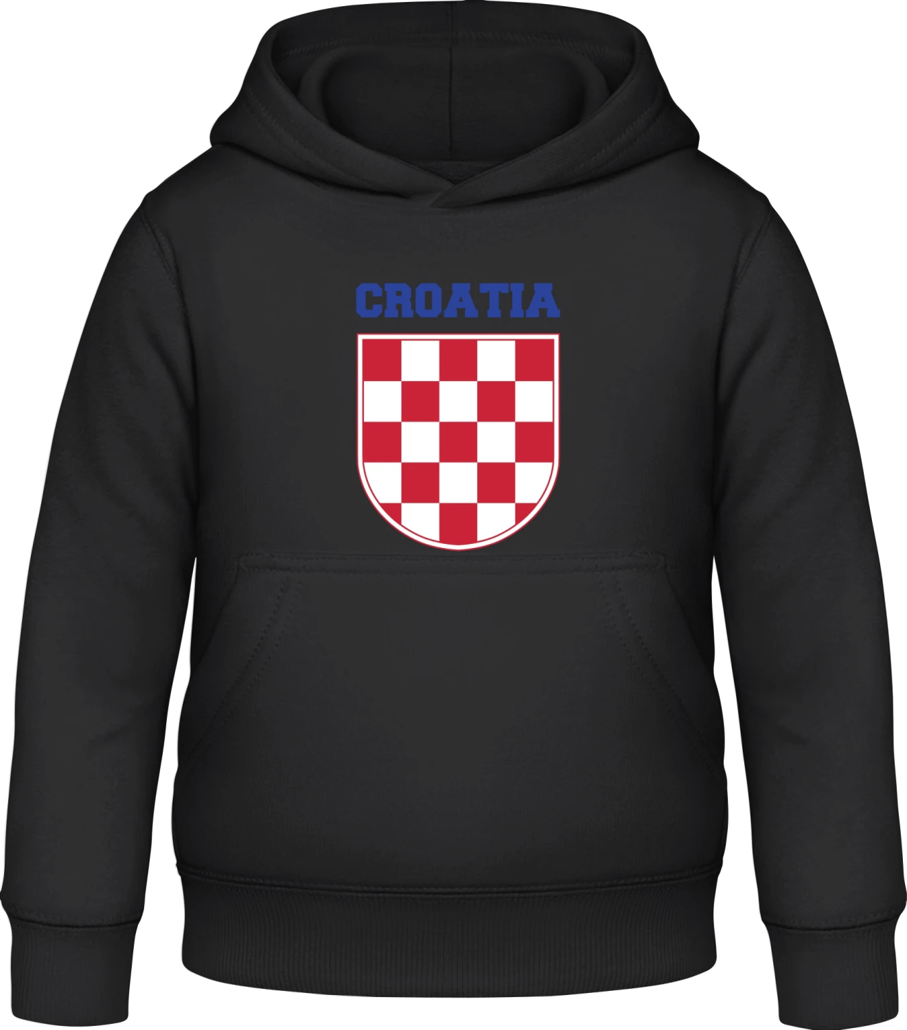 Croatia Flag Shield - Black Awdis Hoodie Kids - Front