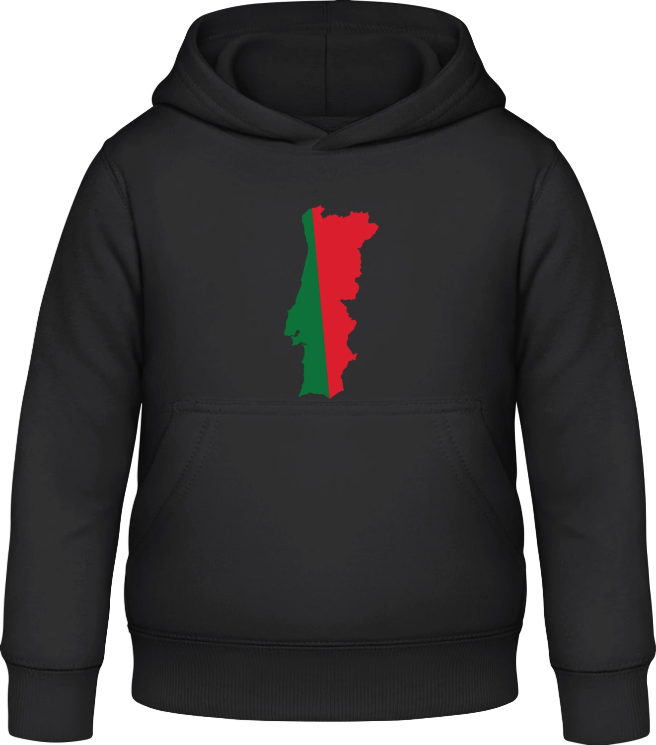 Portugal Flag - Black Awdis Hoodie Kids - Front