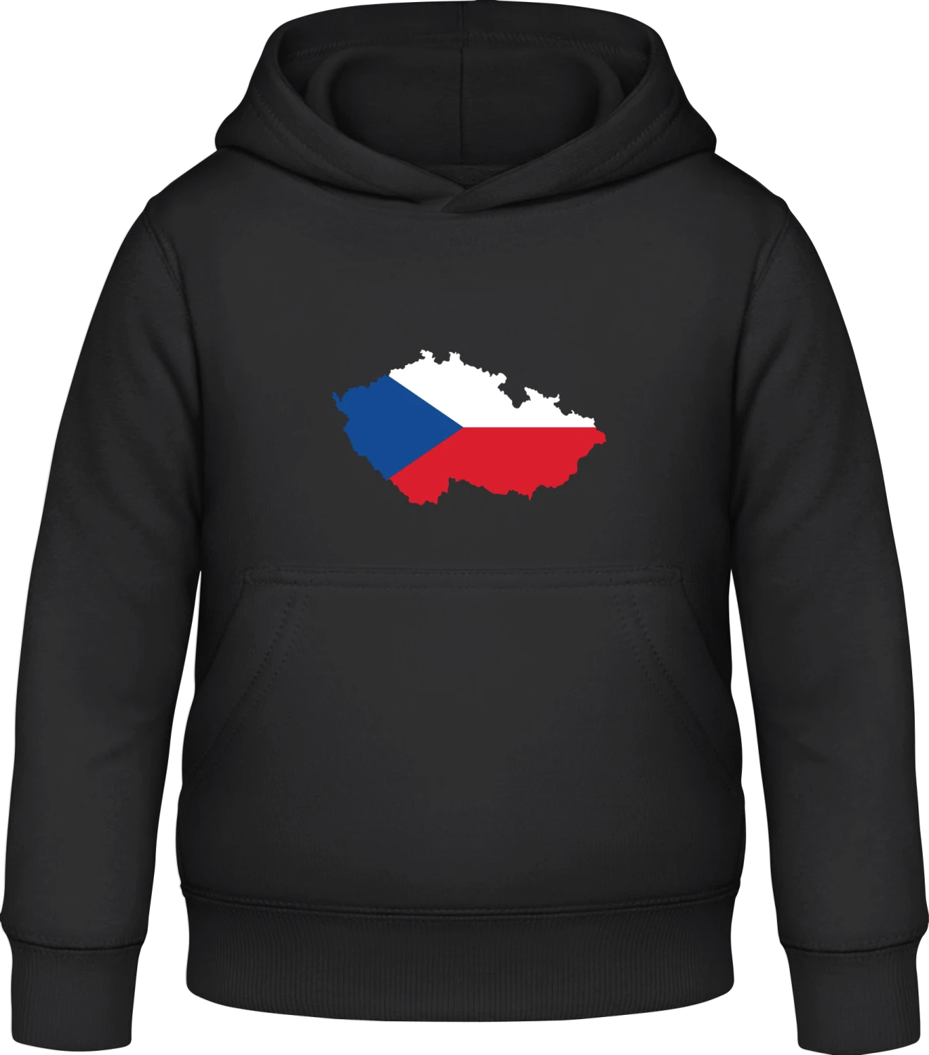 Czech Republic Map - Black Awdis Hoodie Kids - Front