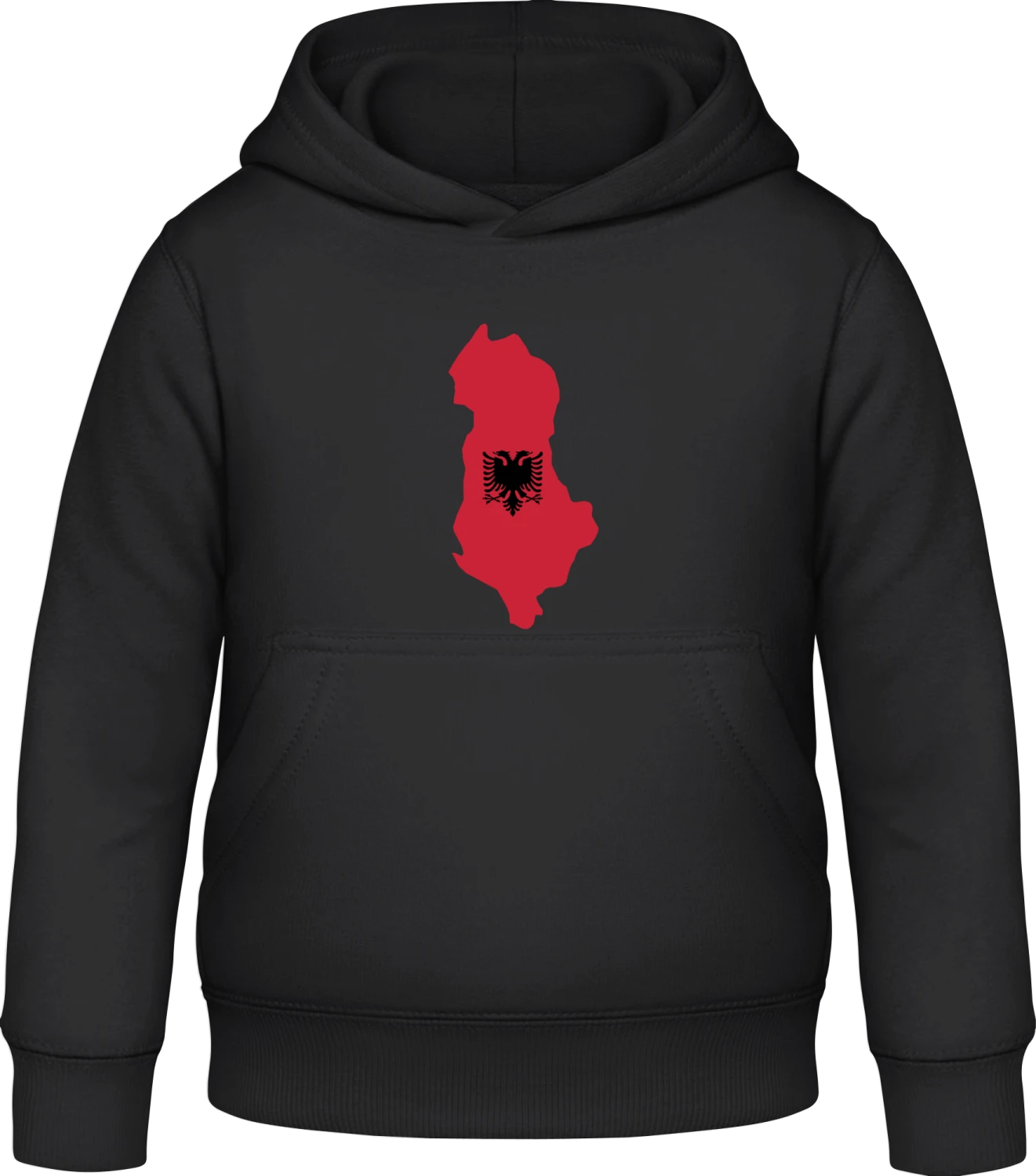 Albania Map Flag - Black Awdis Hoodie Kids - Front