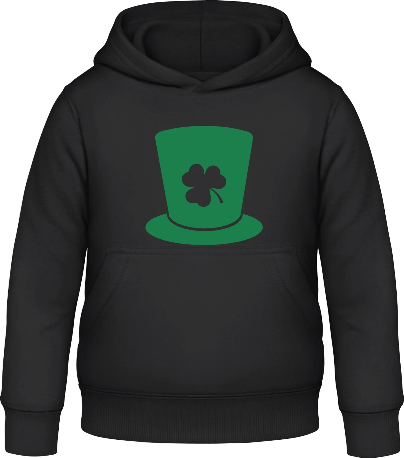 St. Patricks Day Hat - Black Awdis Hoodie Kids - Front