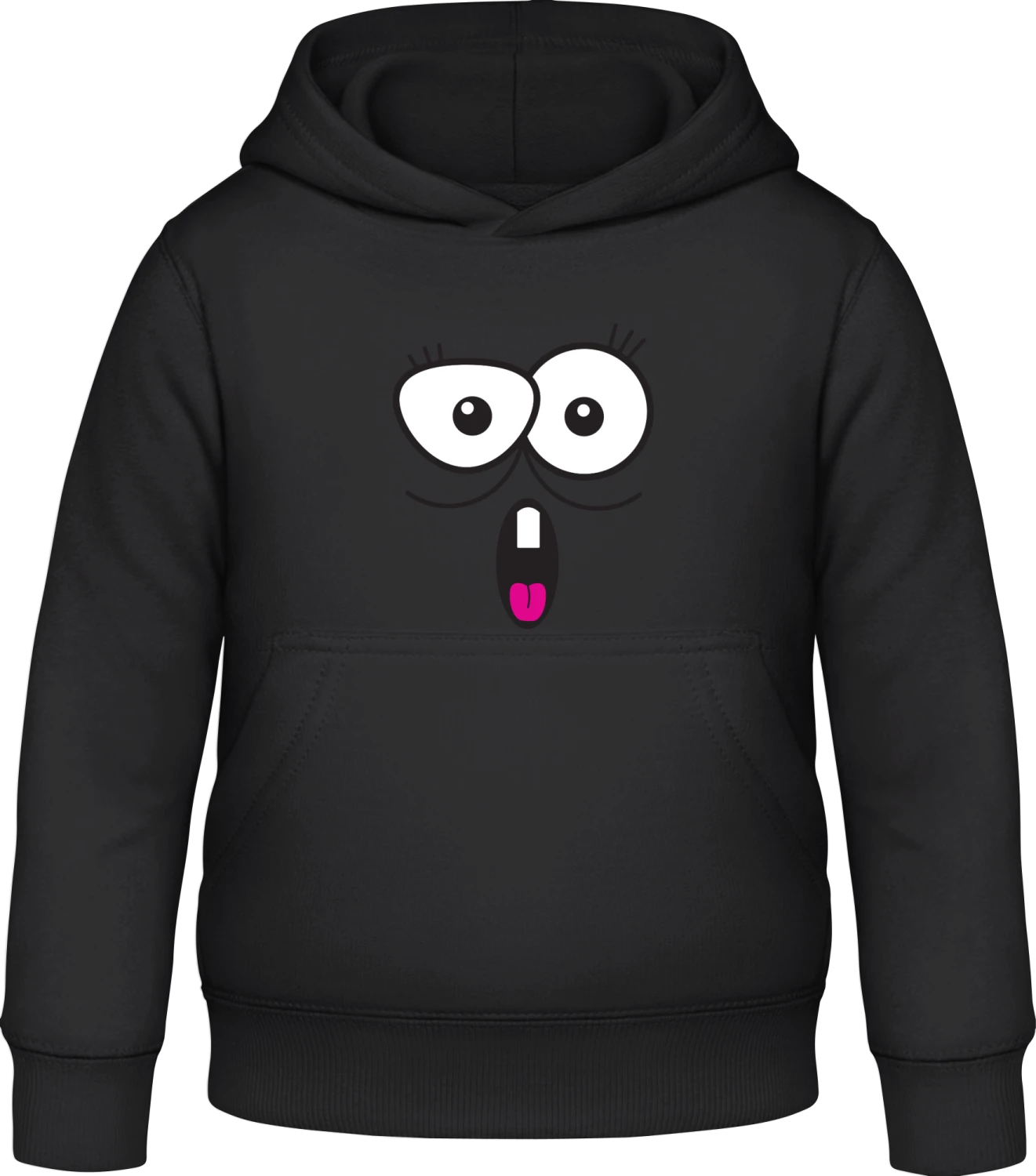 Comic Face Monster - Black Awdis Hoodie Kids - Front