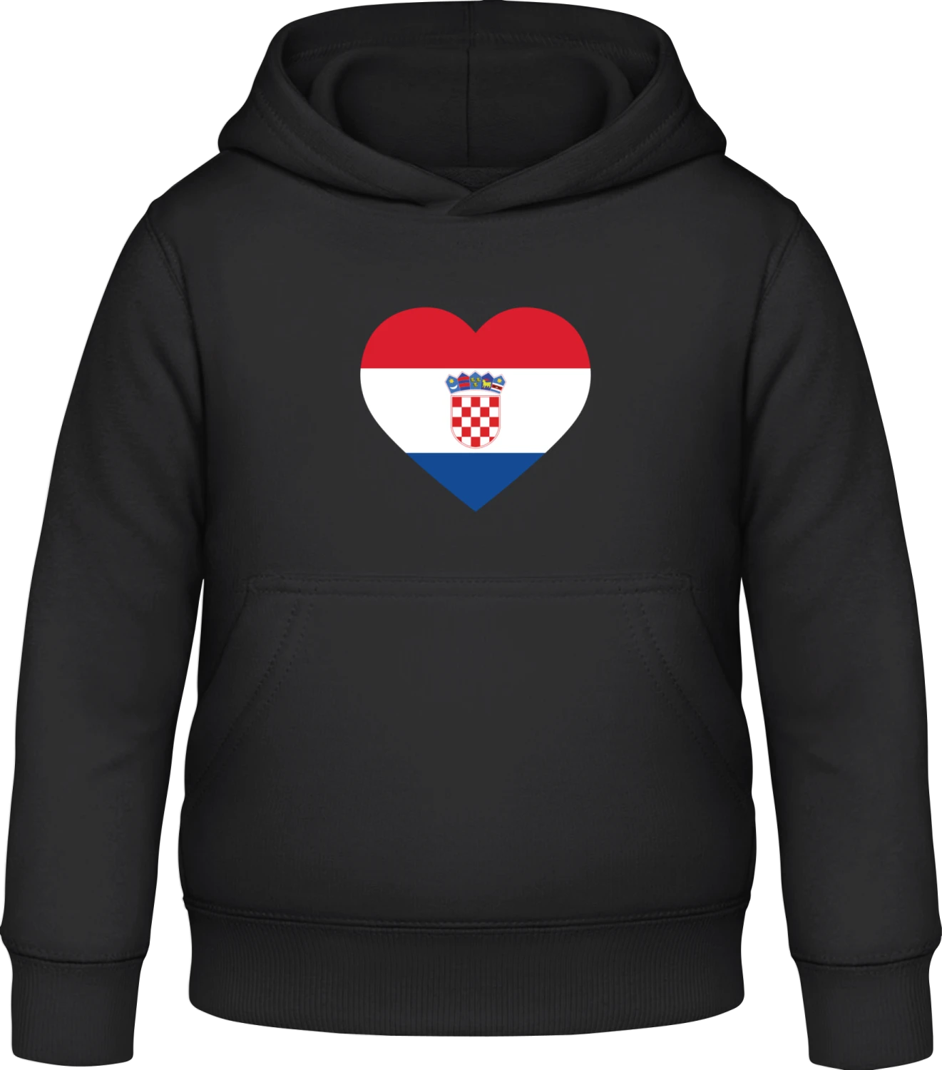 Croatia Heart - Black Awdis Hoodie Kids - Front