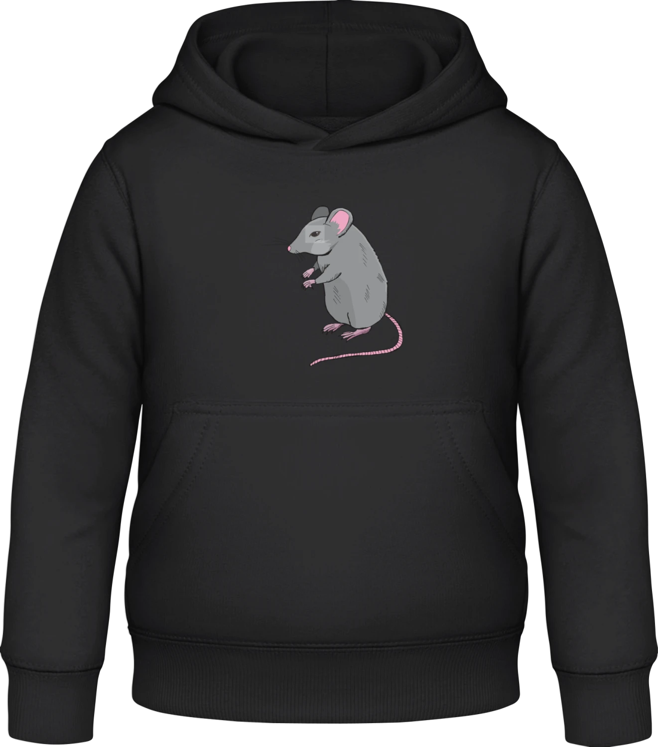 Mouse Realistic - Black Awdis Hoodie Kids - Front