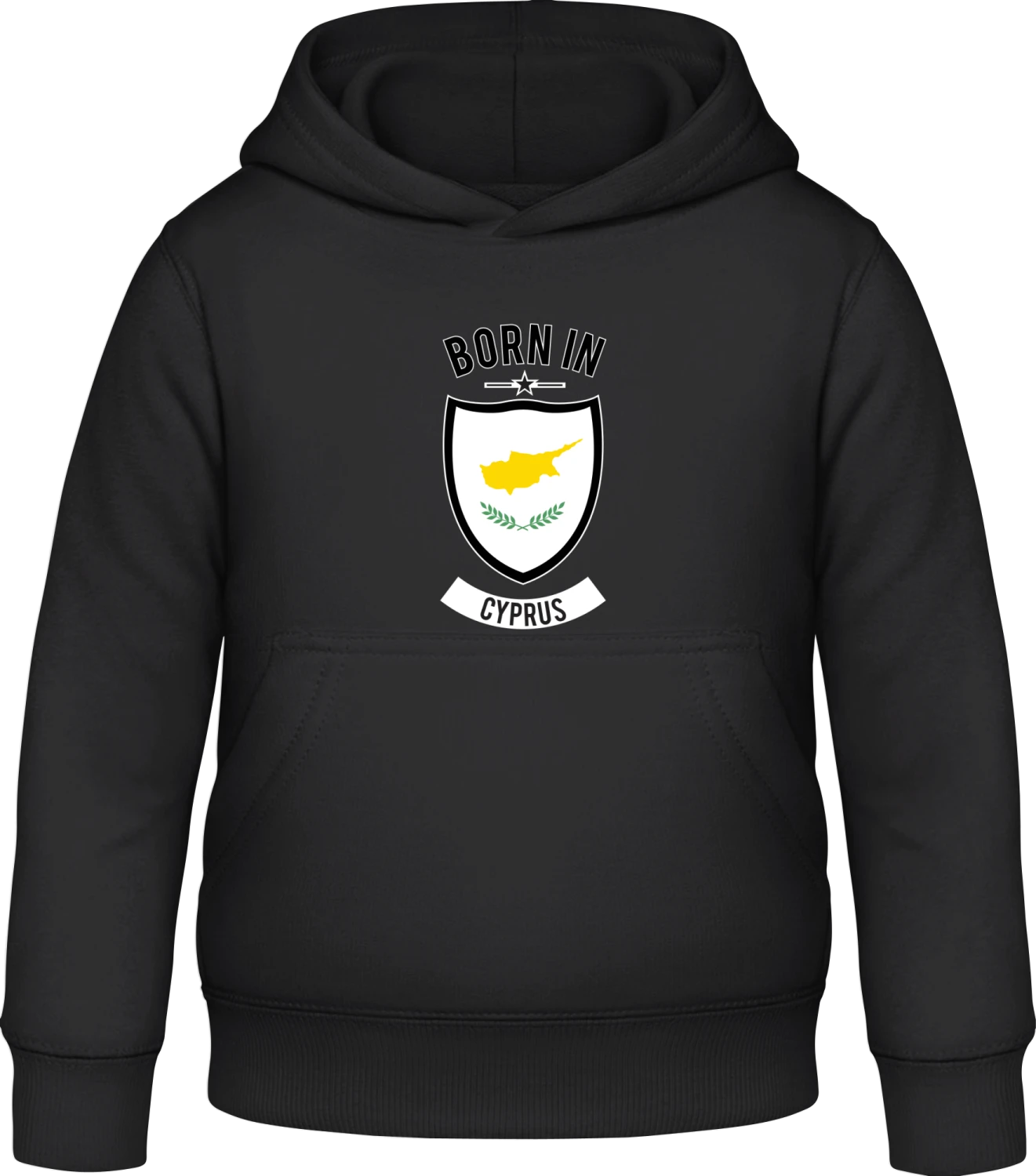 Born in Cyprus - Black Awdis Hoodie Kids - Front