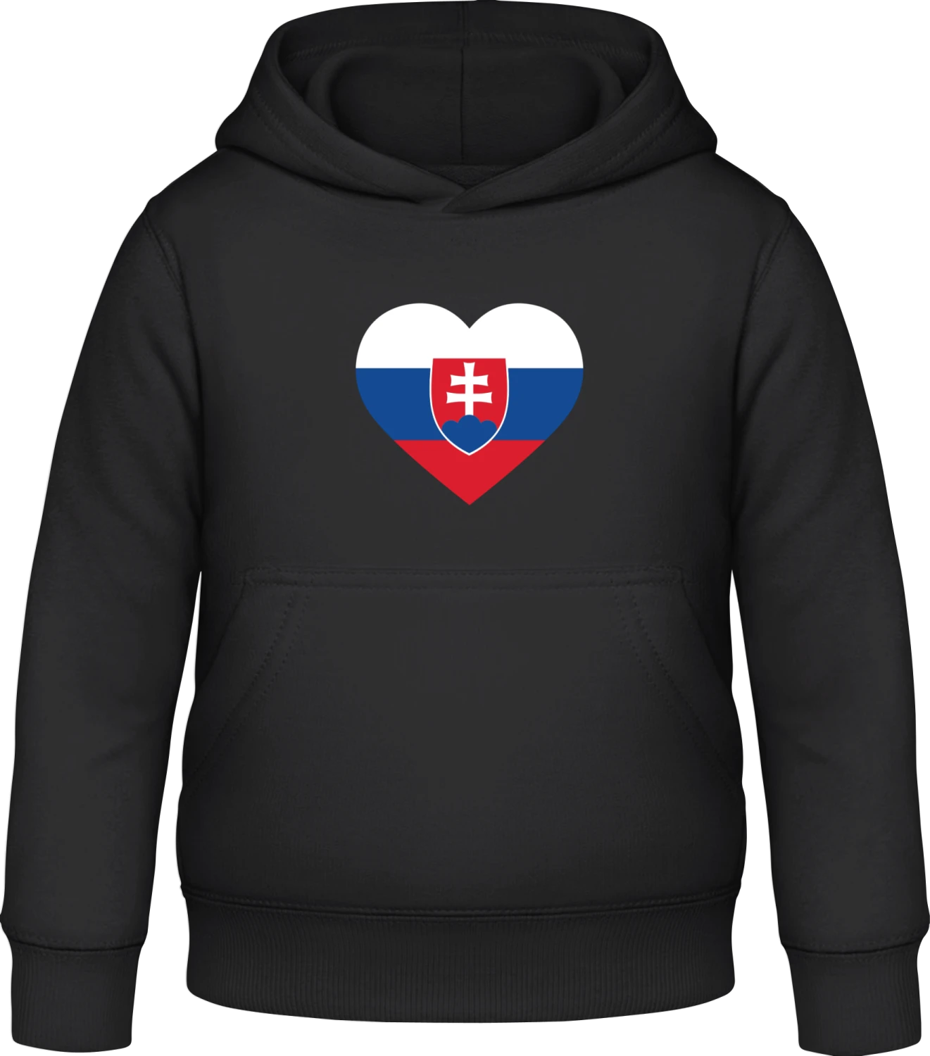 Slovakia Heart Flag - Black Awdis Hoodie Kids - Front