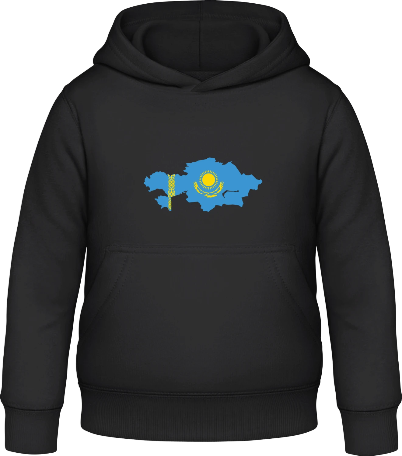 Kazakhstan Map - Black Awdis Hoodie Kids - Front