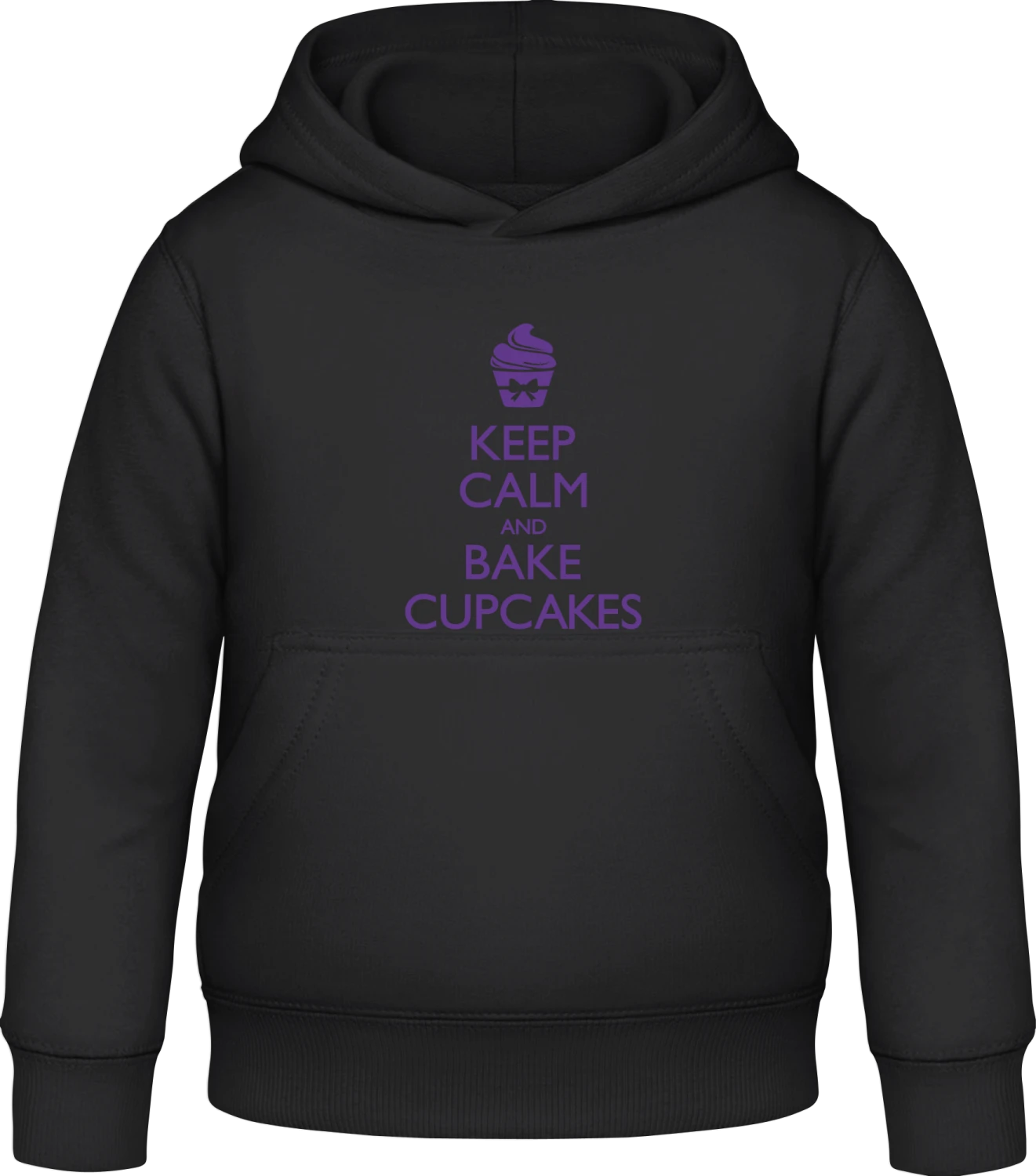 Keep Calm And Bake Cupcakes - Black Awdis Hoodie Kids - Front