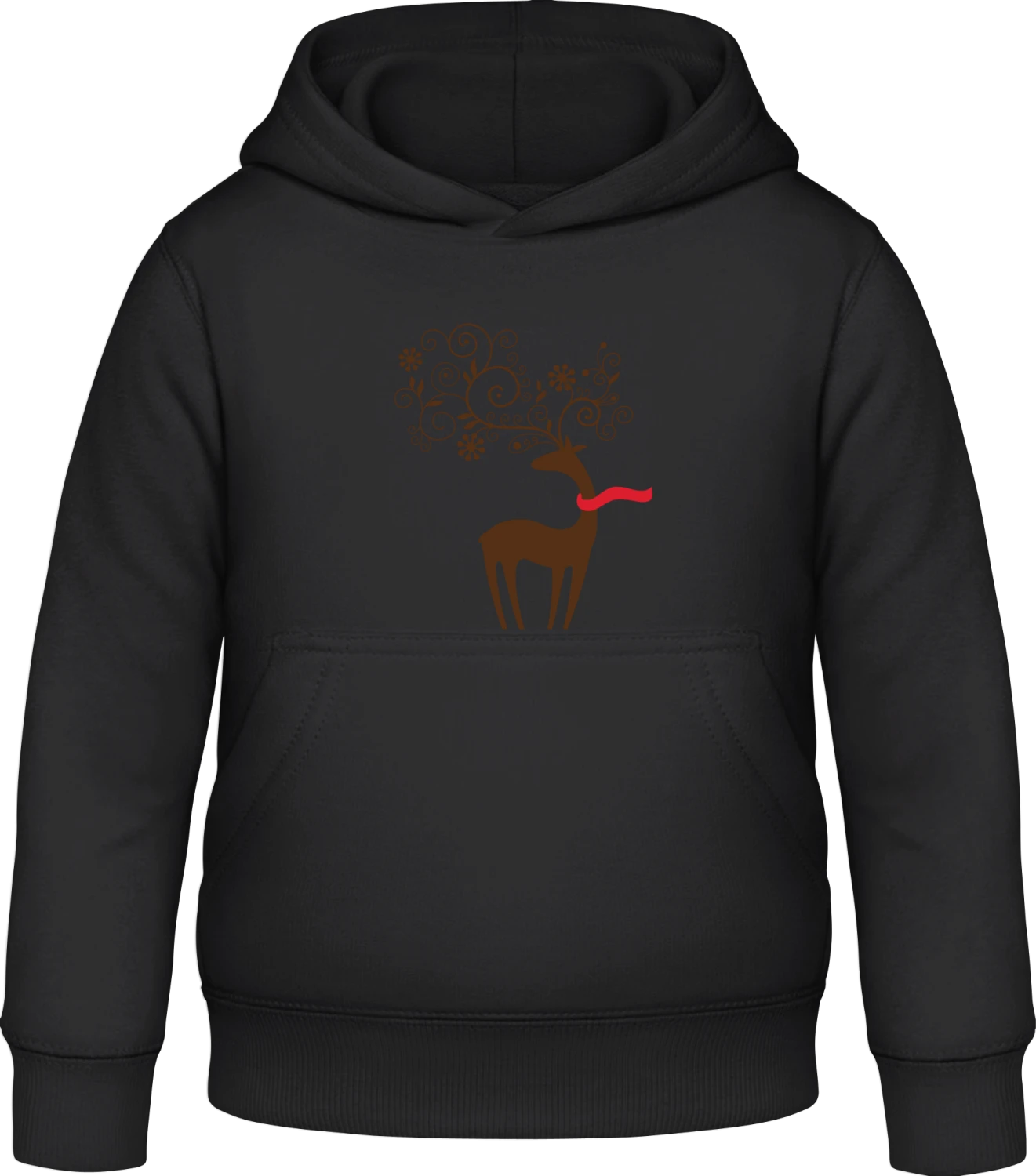 Stylish Winter Reindeer - Black Awdis Hoodie Kids - Front