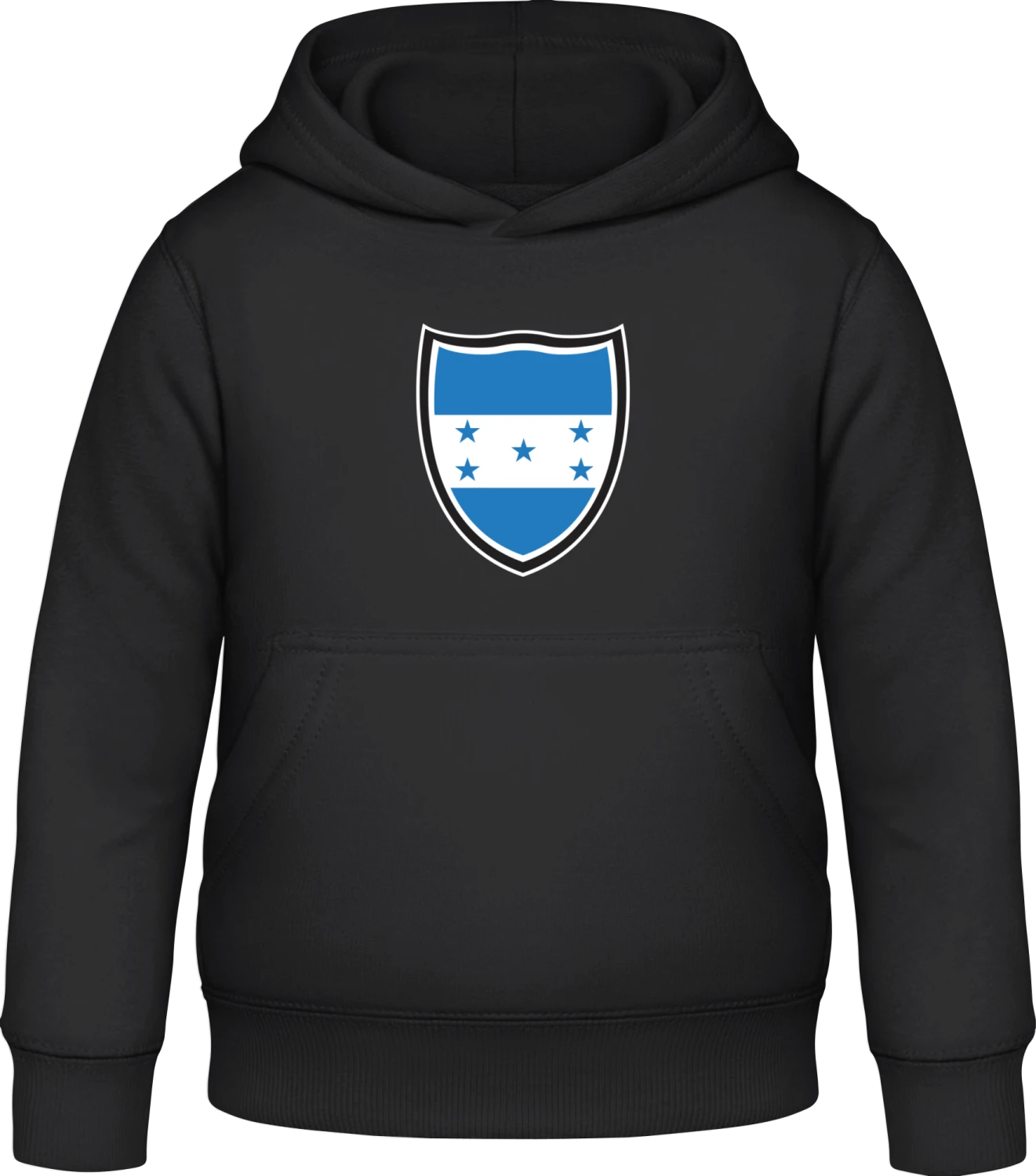 Honduras Flag Shield - Black Awdis Hoodie Kids - Front