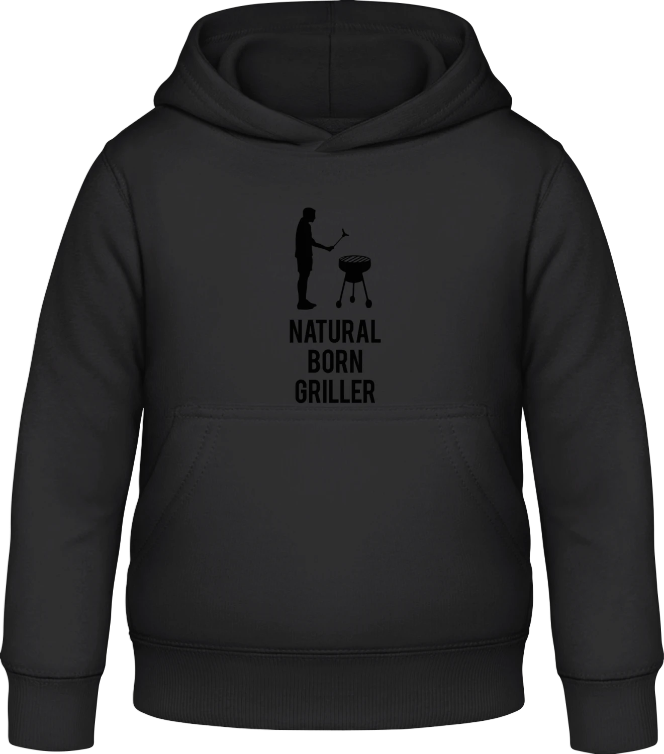 Natural Born Griller King - Black Awdis Hoodie Kids - Front