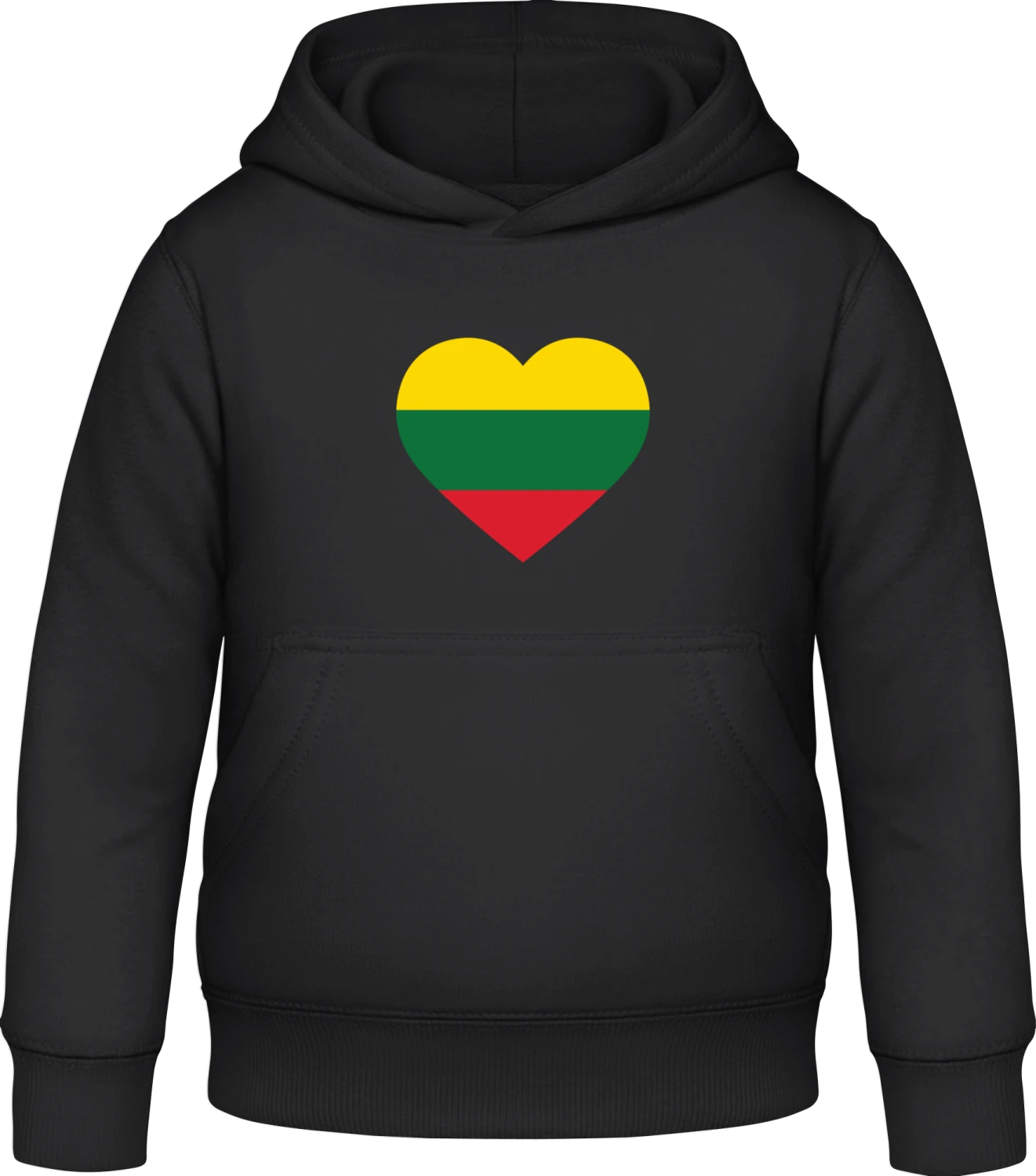 Lithuania Heart Flag - Black Awdis Hoodie Kids - Front