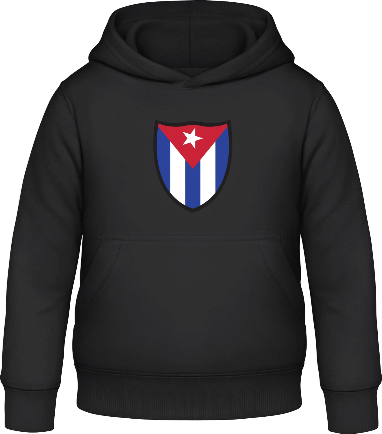 Cuba Flag Shield - Black Awdis Hoodie Kids - Front