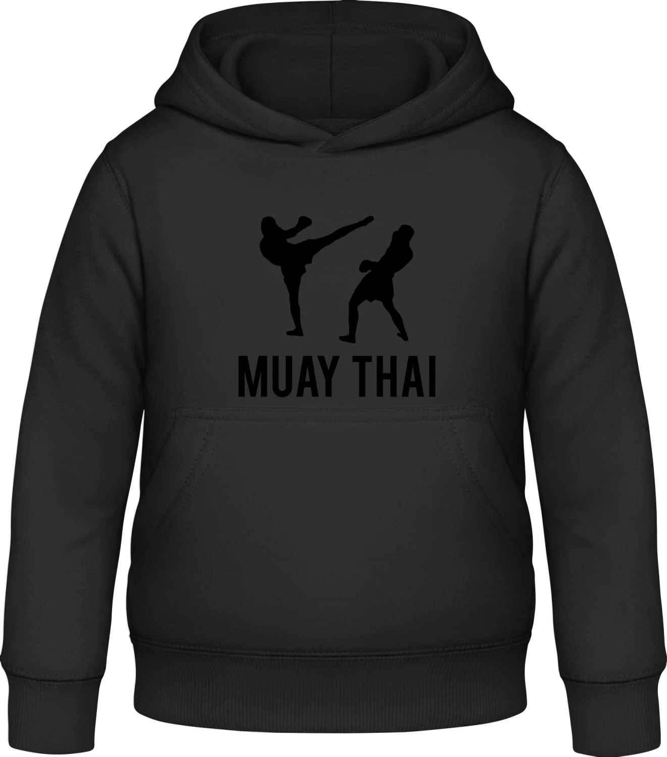 Muay Thai Silhouette - Black Awdis Hoodie Kids - Front