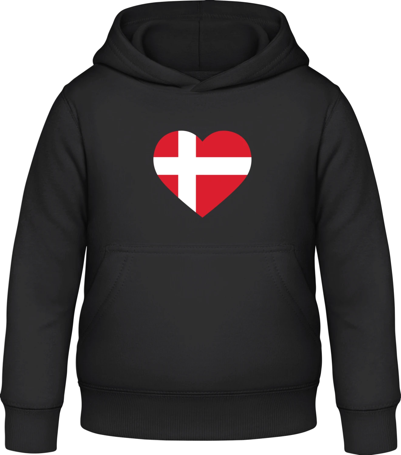 Denmark Heart - Black Awdis Hoodie Kids - Front