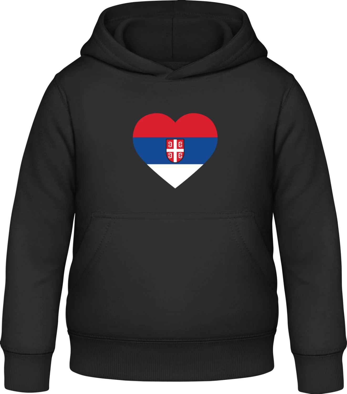 Serbia Heart Flag - Black Awdis Hoodie Kids - Front