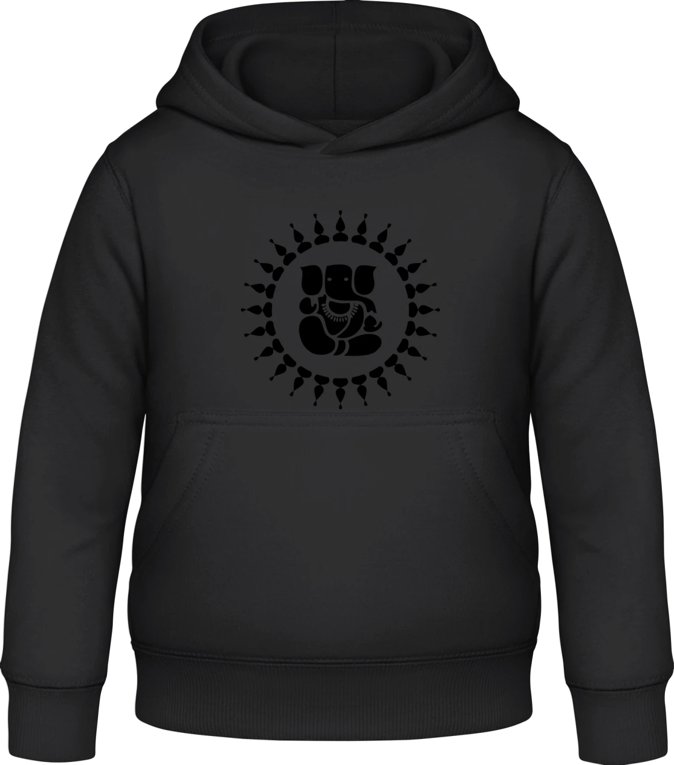 Ganesha Elephant Symbol - Black Awdis Hoodie Kids - Front