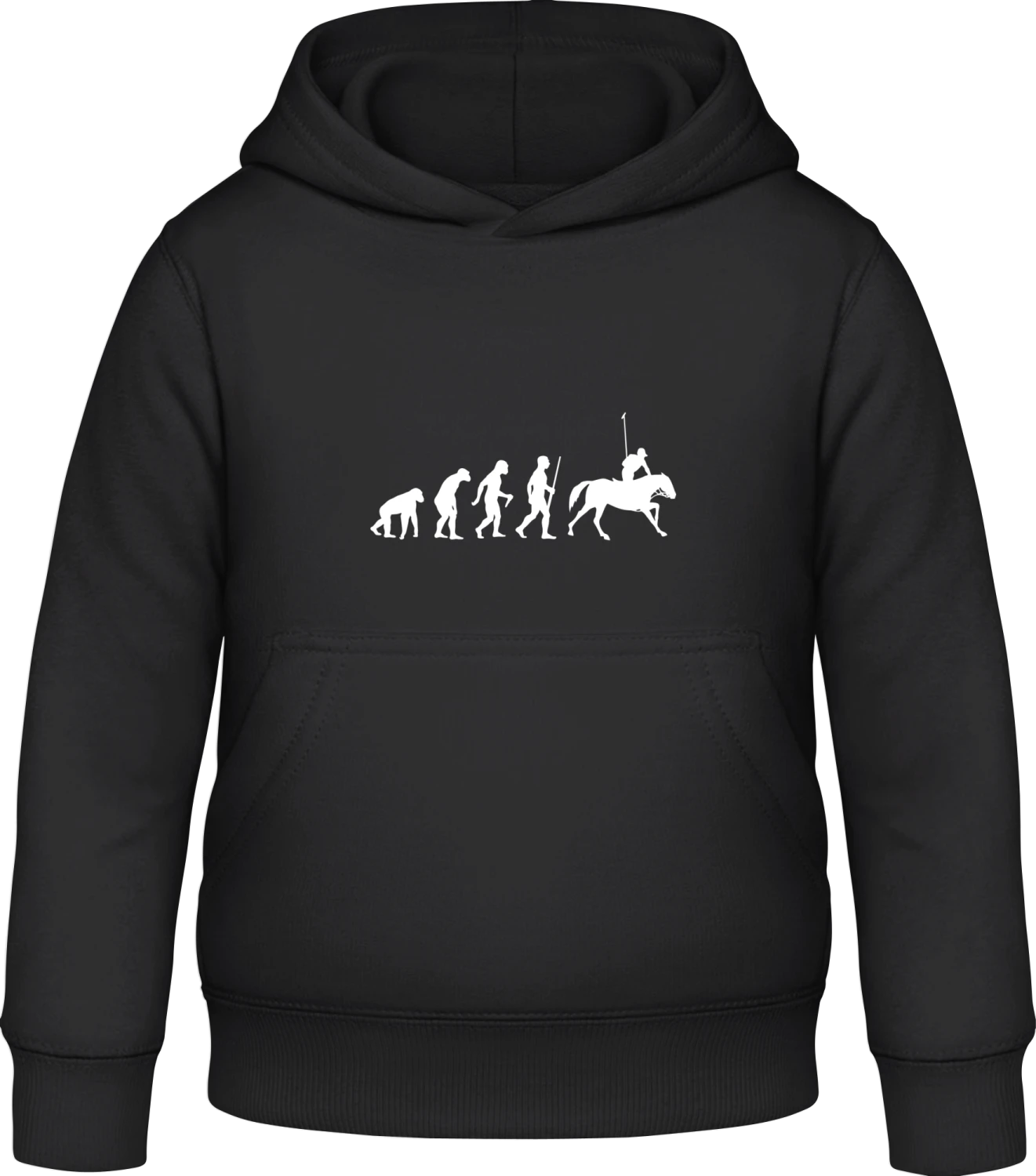 Horse Racing Evolution Humour - Black Awdis Hoodie Kids - Front