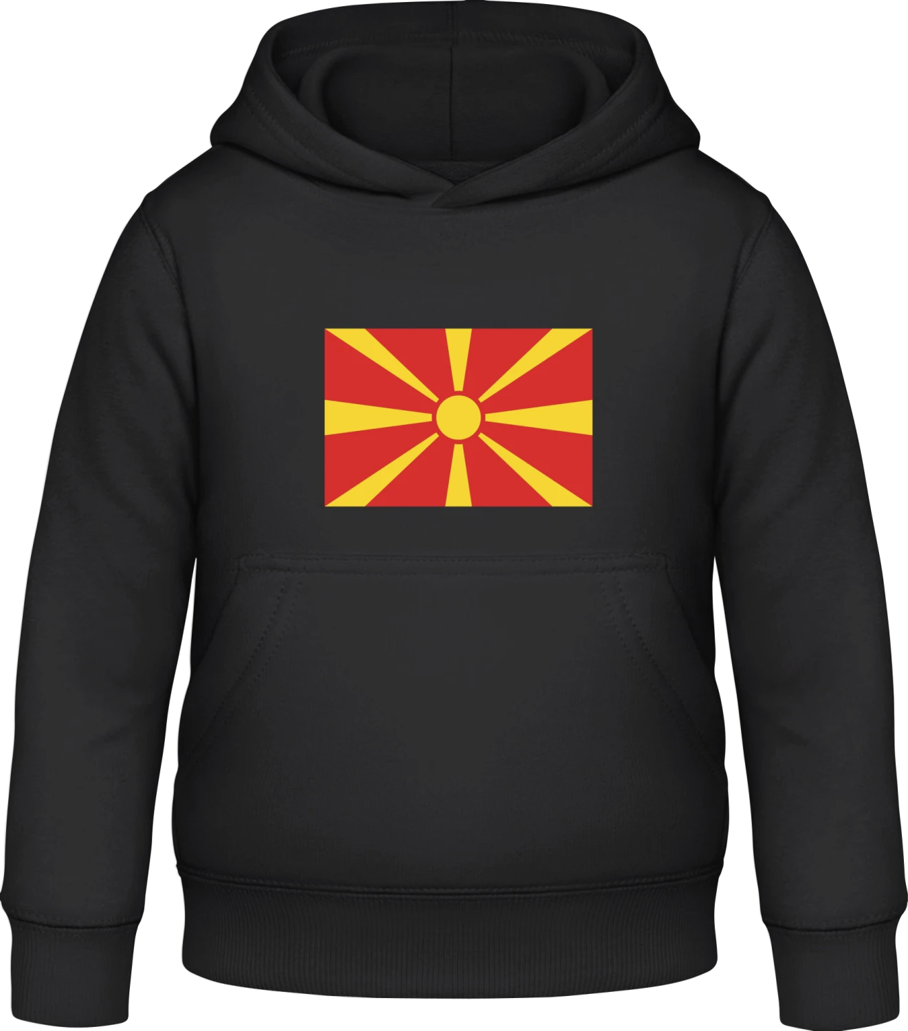 Macedonia Flag - Black Awdis Hoodie Kids - Front