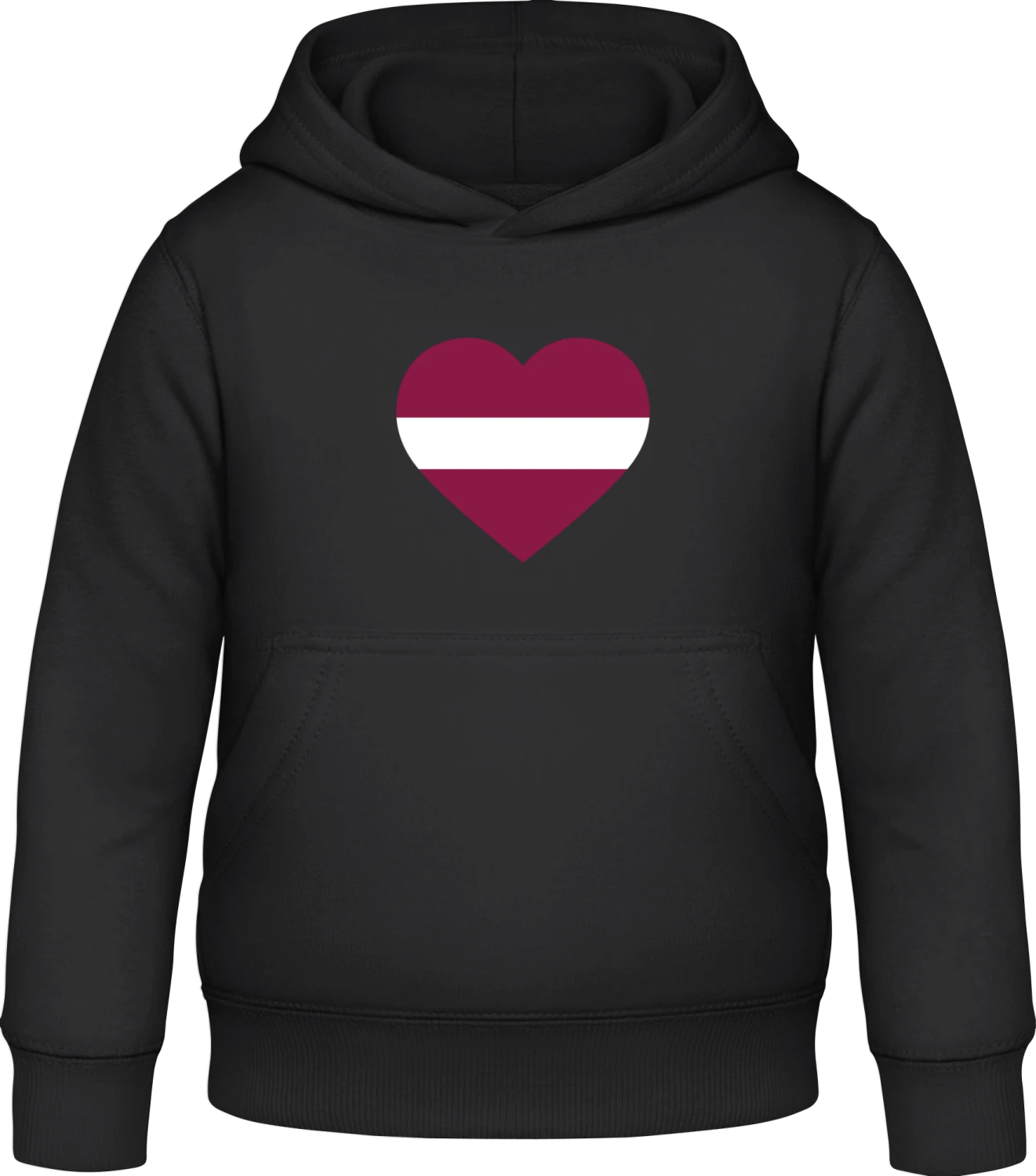 Latvia Heart Flag - Black Awdis Hoodie Kids - Front