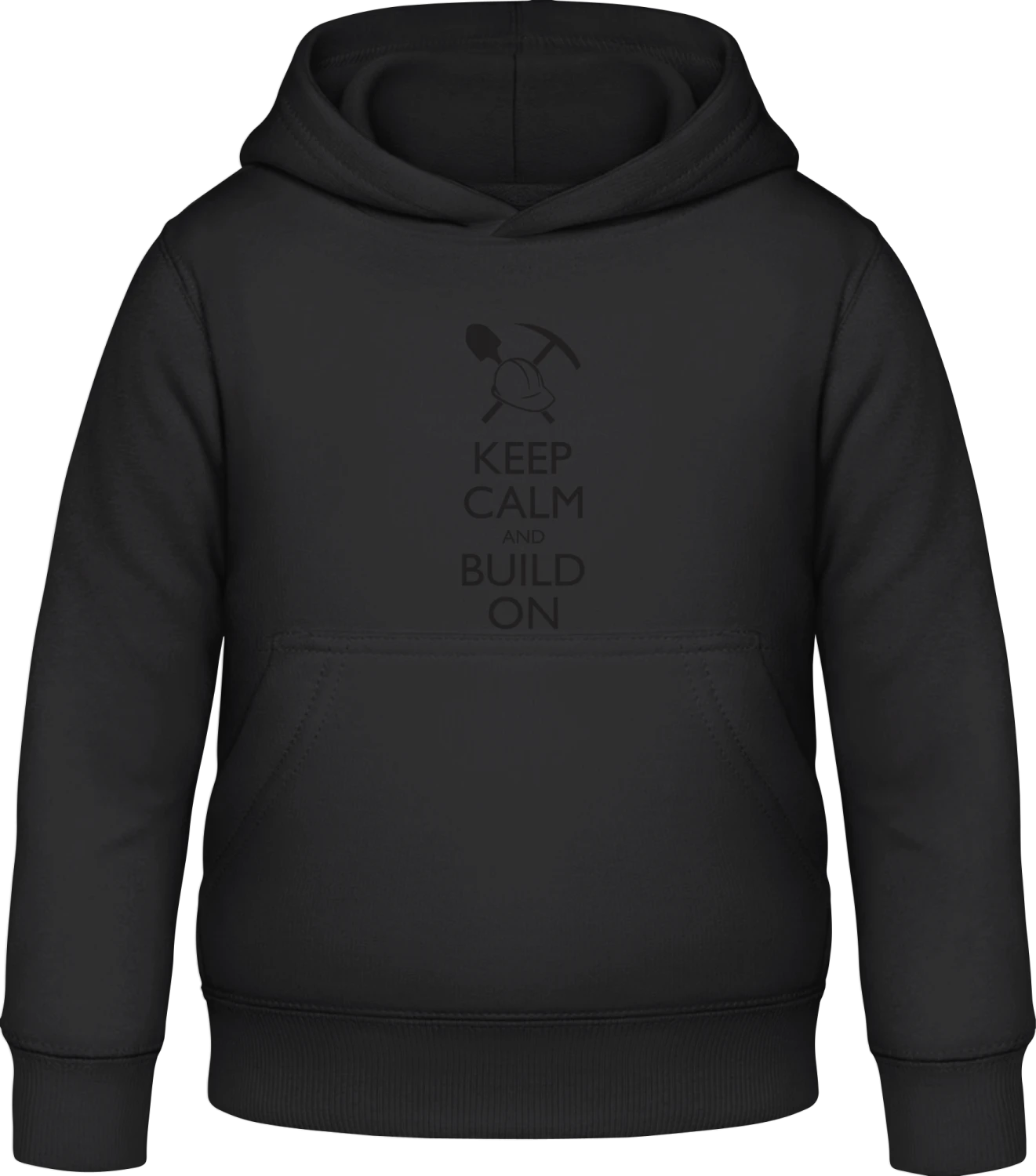 Keep Calm and Build On - Black Awdis Hoodie Kids - Front