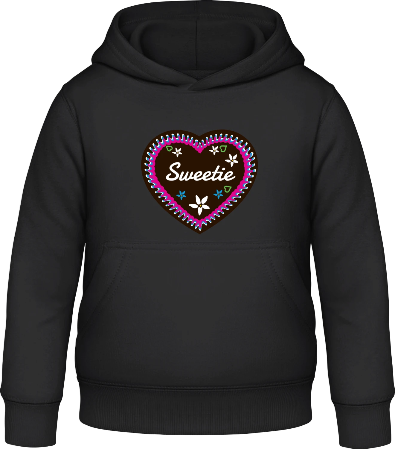 Sweetie Gingerbread heart - Black Awdis Hoodie Kids - Front