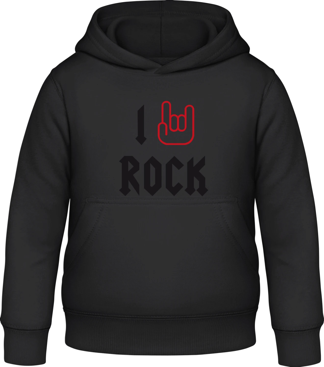 I Love Rock - Black Awdis Hoodie Kids - Front