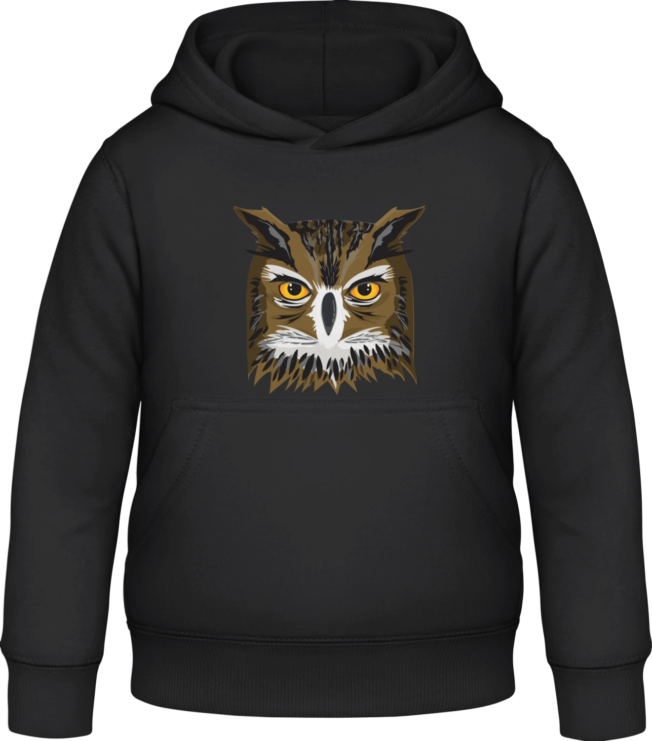 Owl Face - Black Awdis Hoodie Kids - Front