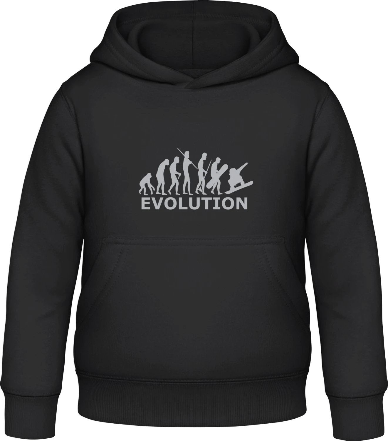 Snowboarder Evolution - Black Awdis Hoodie Kids - Front