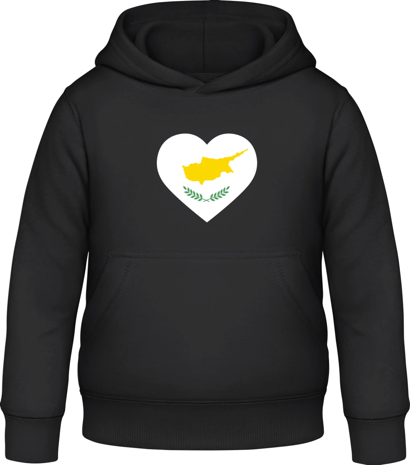 Cyprus Heart Flag - Black Awdis Hoodie Kids - Front