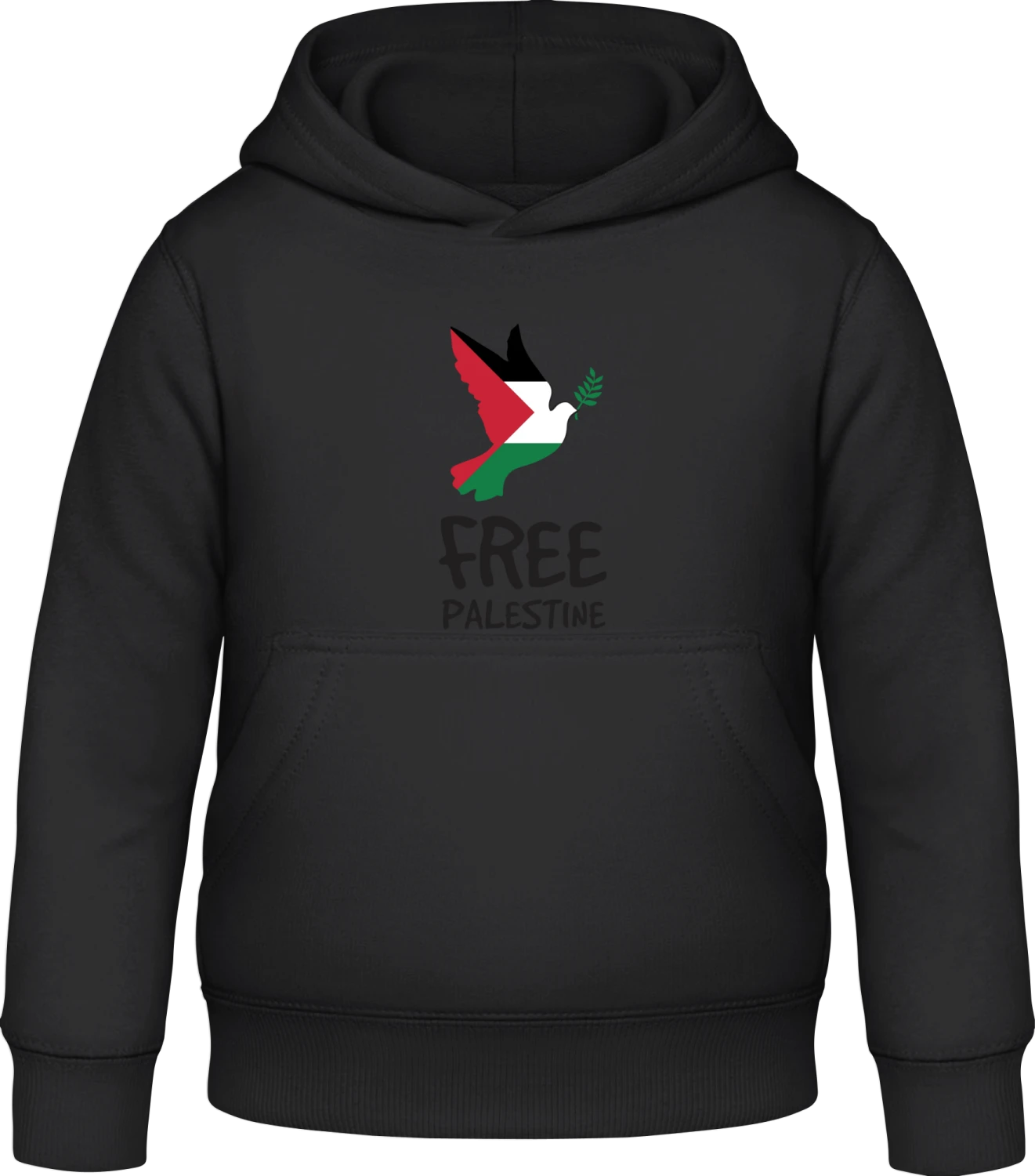 Free Palestine Dove Of Peace - Black Awdis Hoodie Kids - Front