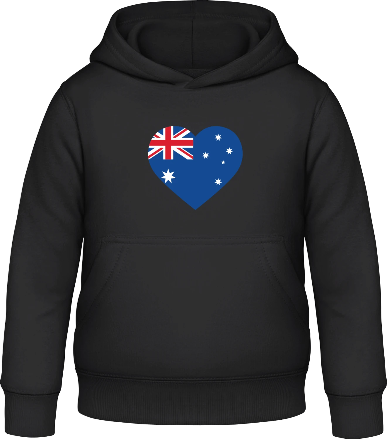 Australia Heart Flag - Black Awdis Hoodie Kids - Front