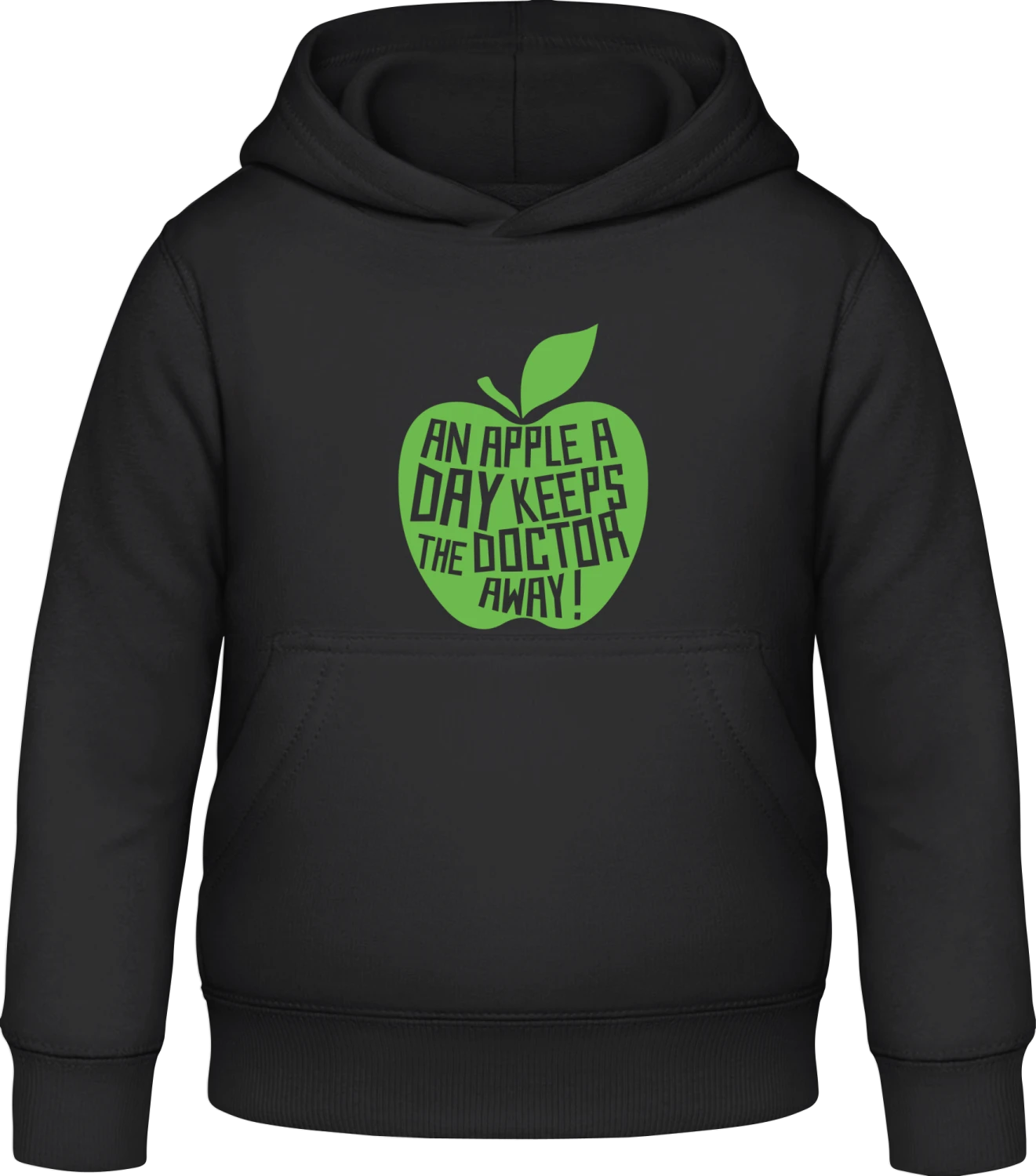 An Apple A Day Keeps The Doctor Away - Black Awdis Hoodie Kids - Front