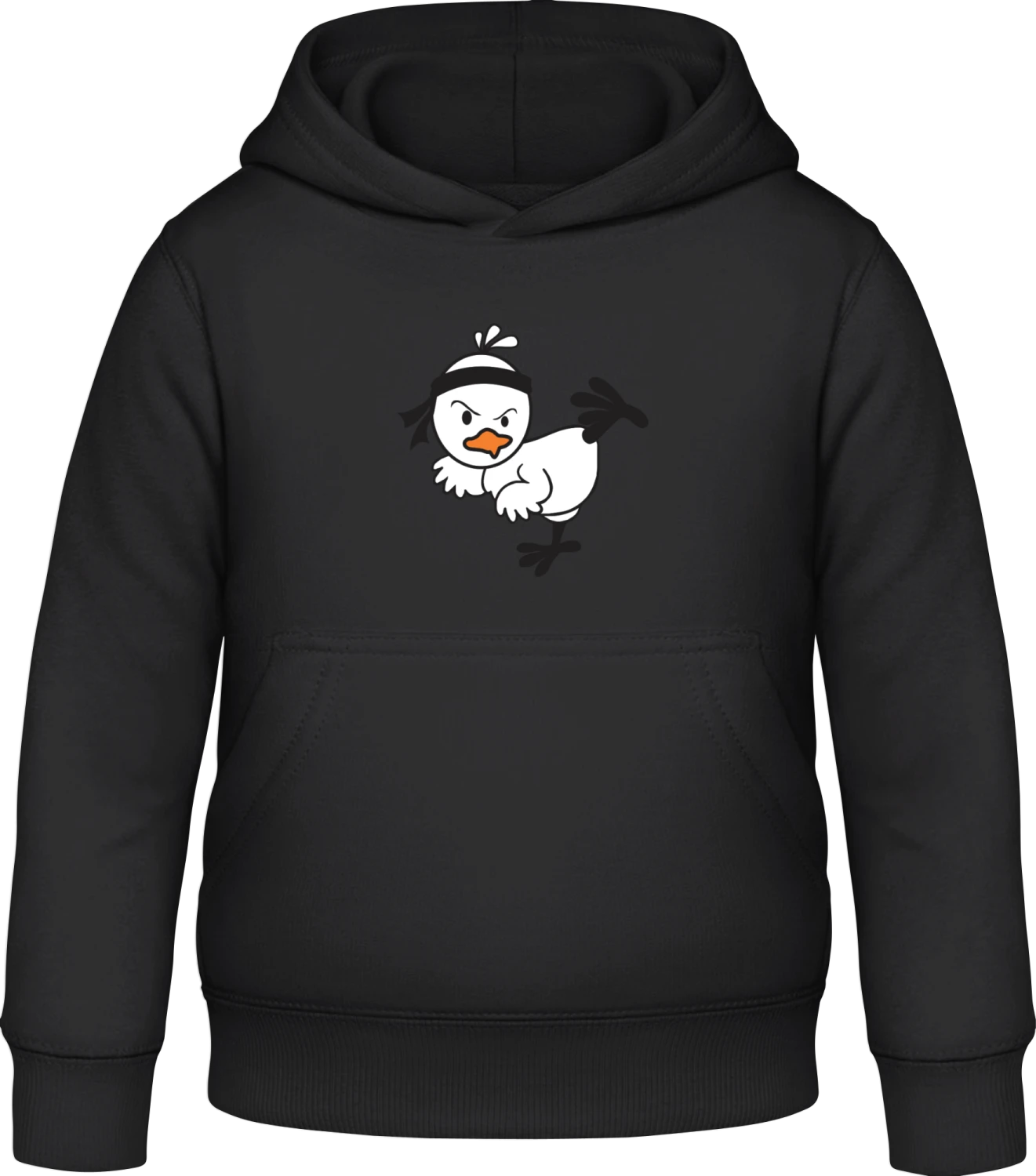 Karate Bird Comic - Black Awdis Hoodie Kids - Front