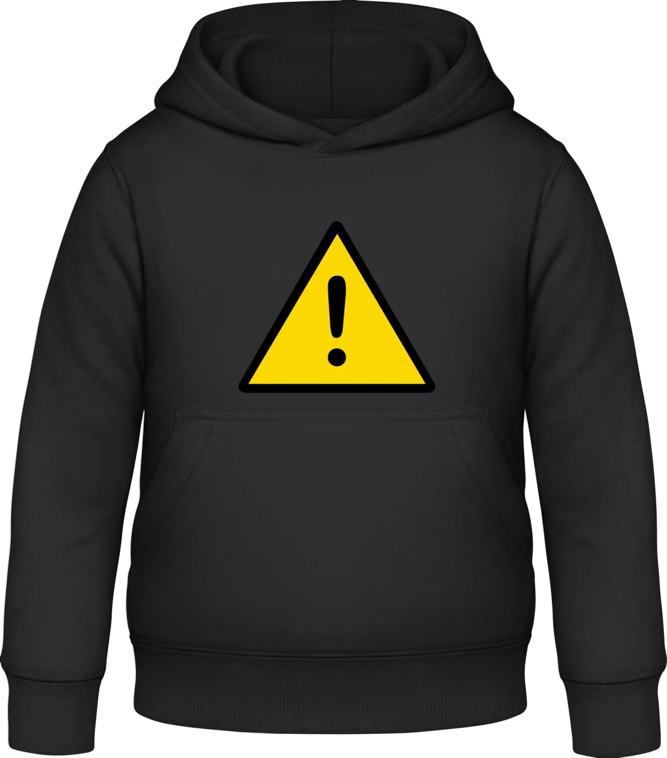 Warning Exclamation - Black Awdis Hoodie Kids - Front