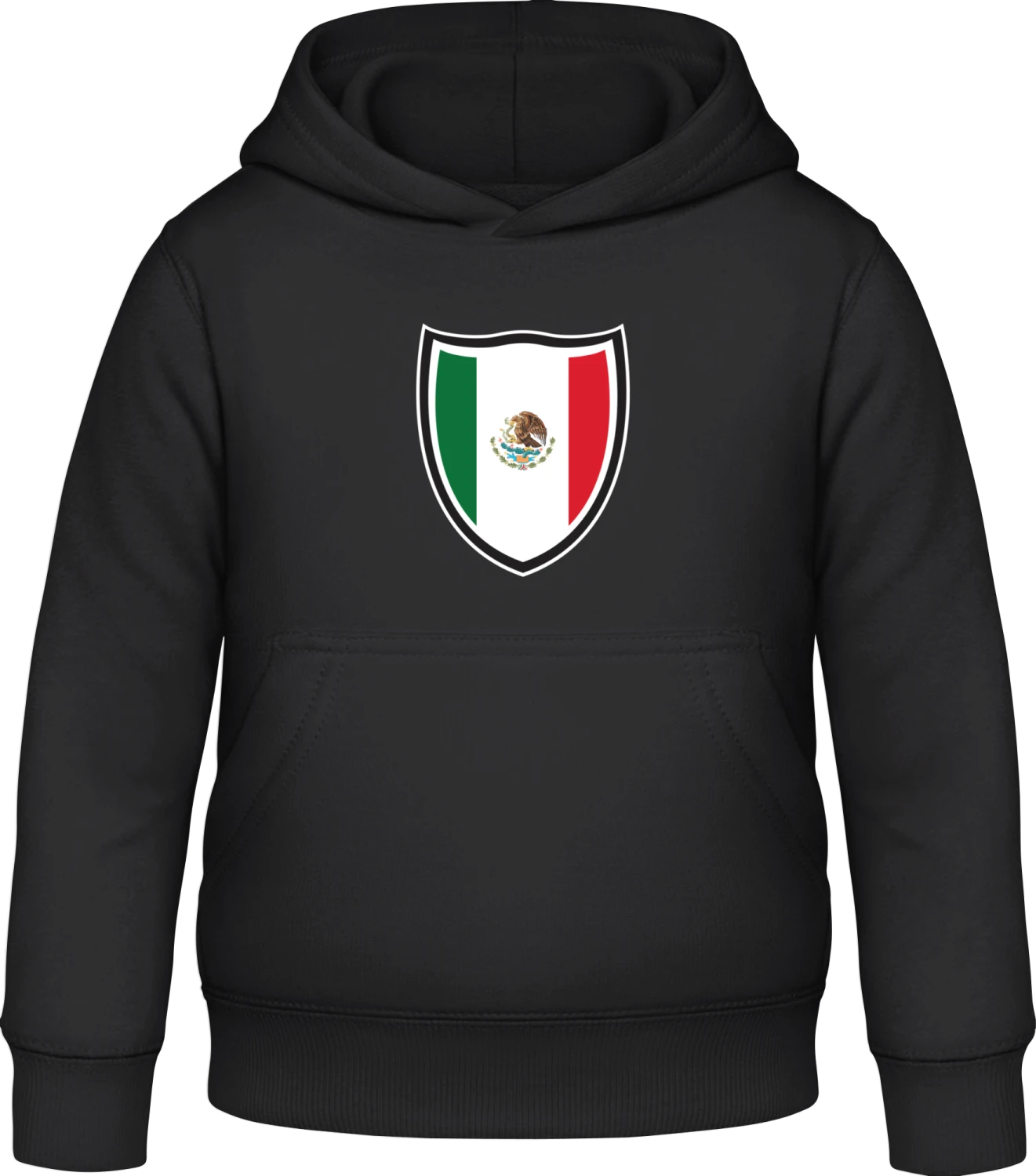 Mexico Flag Shield - Black Awdis Hoodie Kids - Front