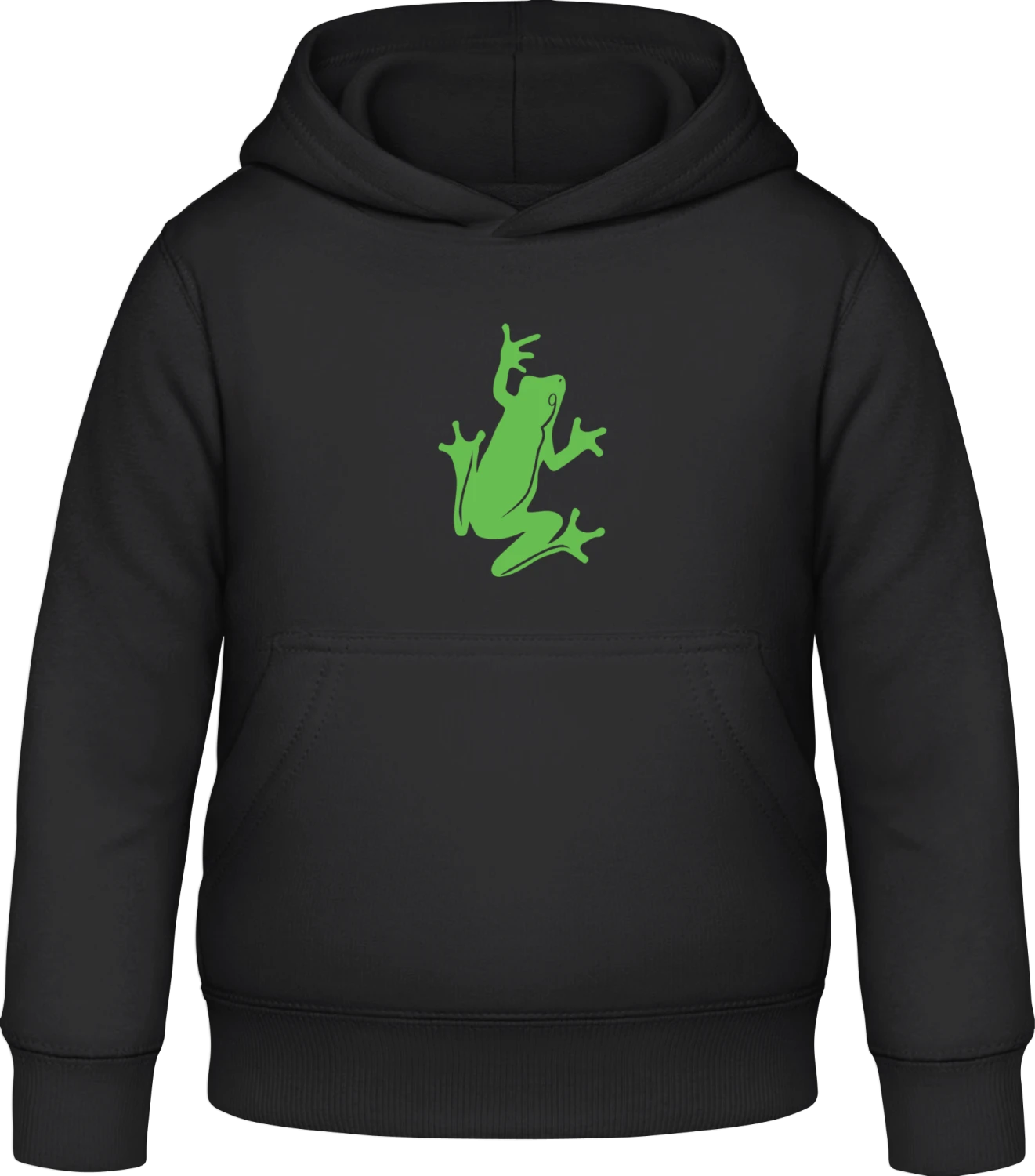 Frog Illustration - Black Awdis Hoodie Kids - Front